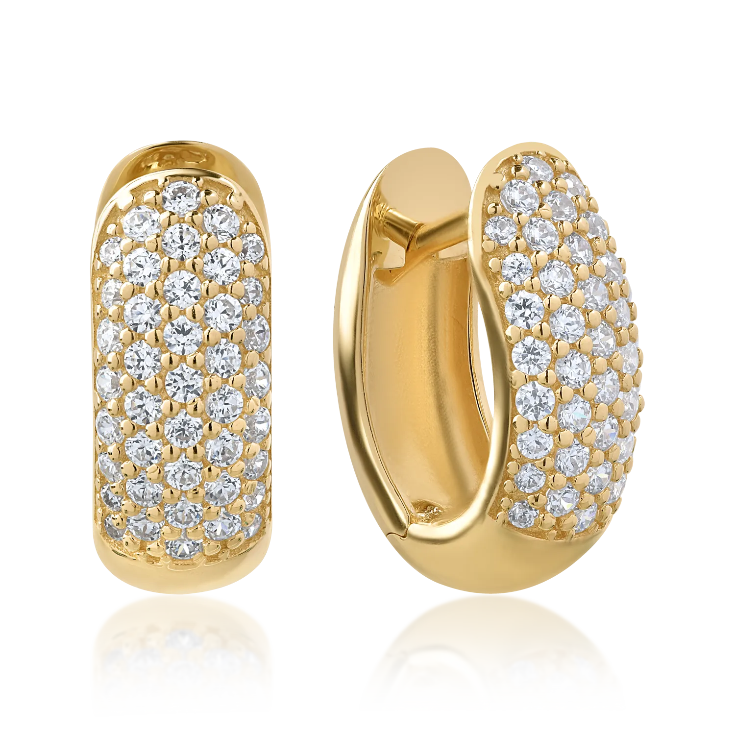 Yellow gold hoop earrings with zirconia