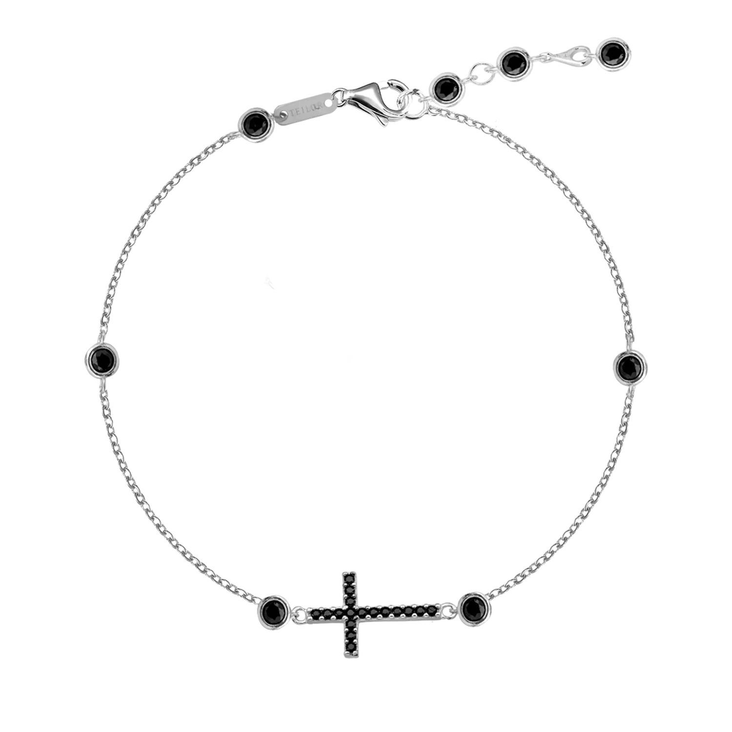 14K white gold cross bracelet