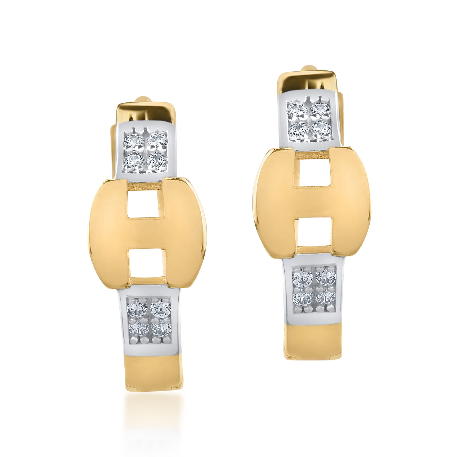 Cercei din aur alb-galben de 14K-127101