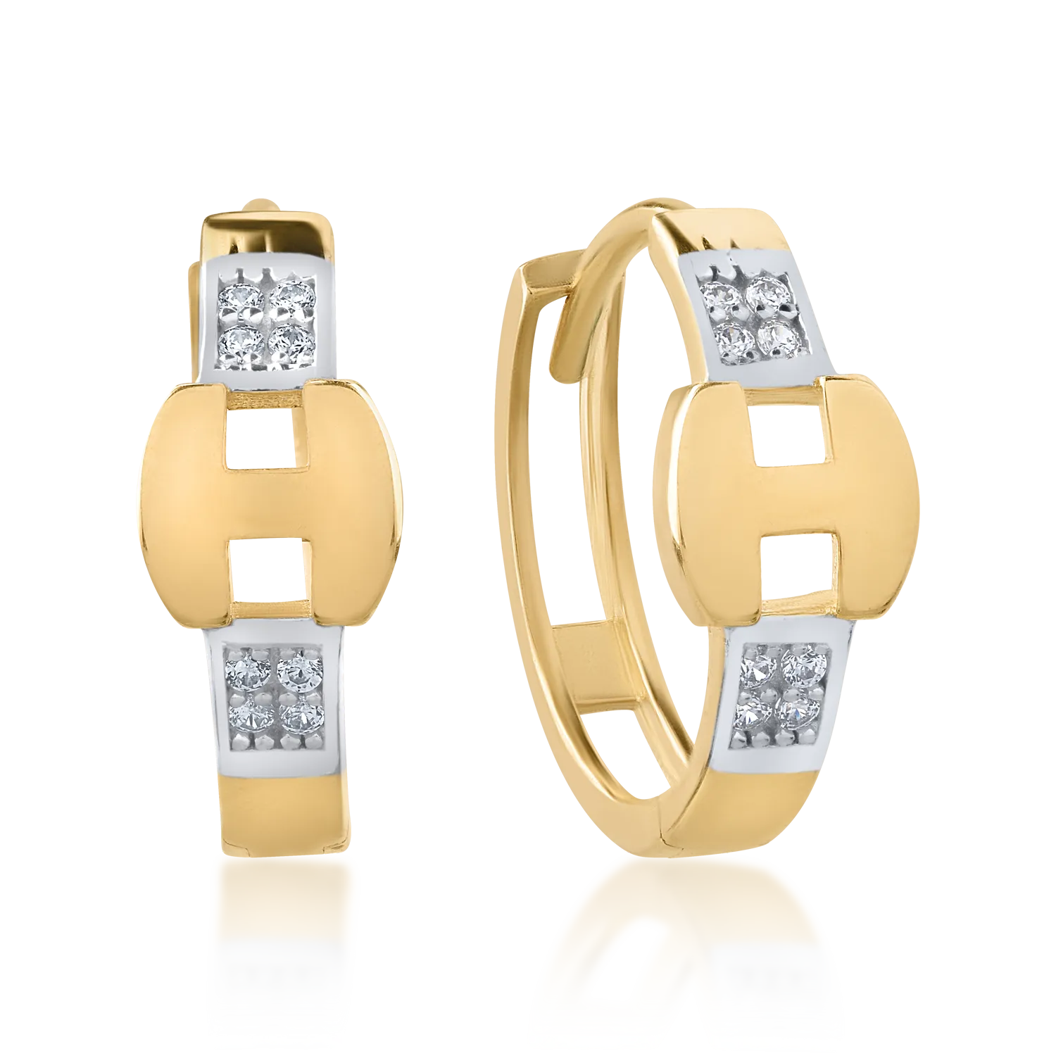 Обеци от 14K жълто-бяло злато