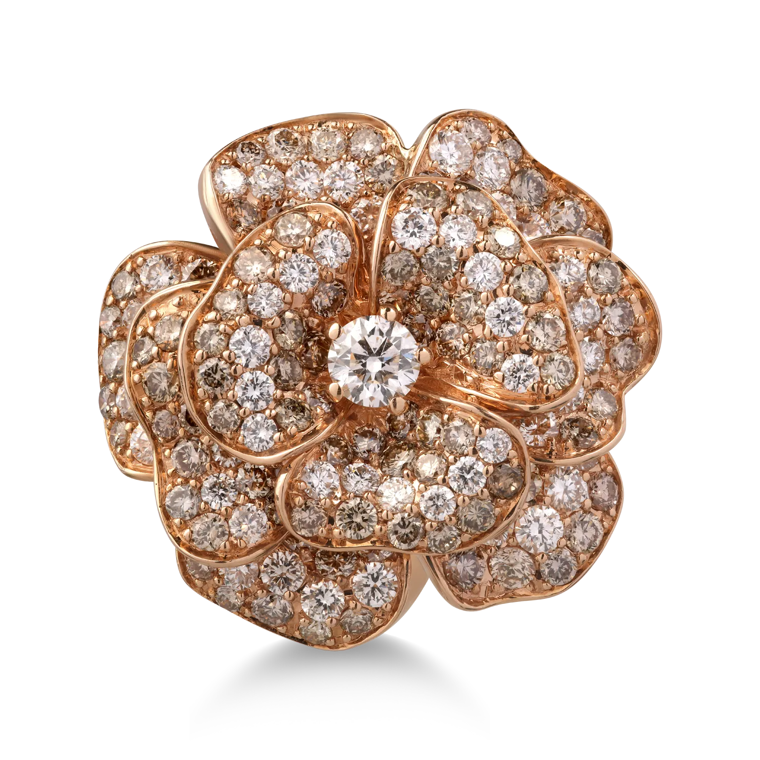 Inel din aur roz cu diamante maro de 2.85ct si diamante transparente de 1.5ct