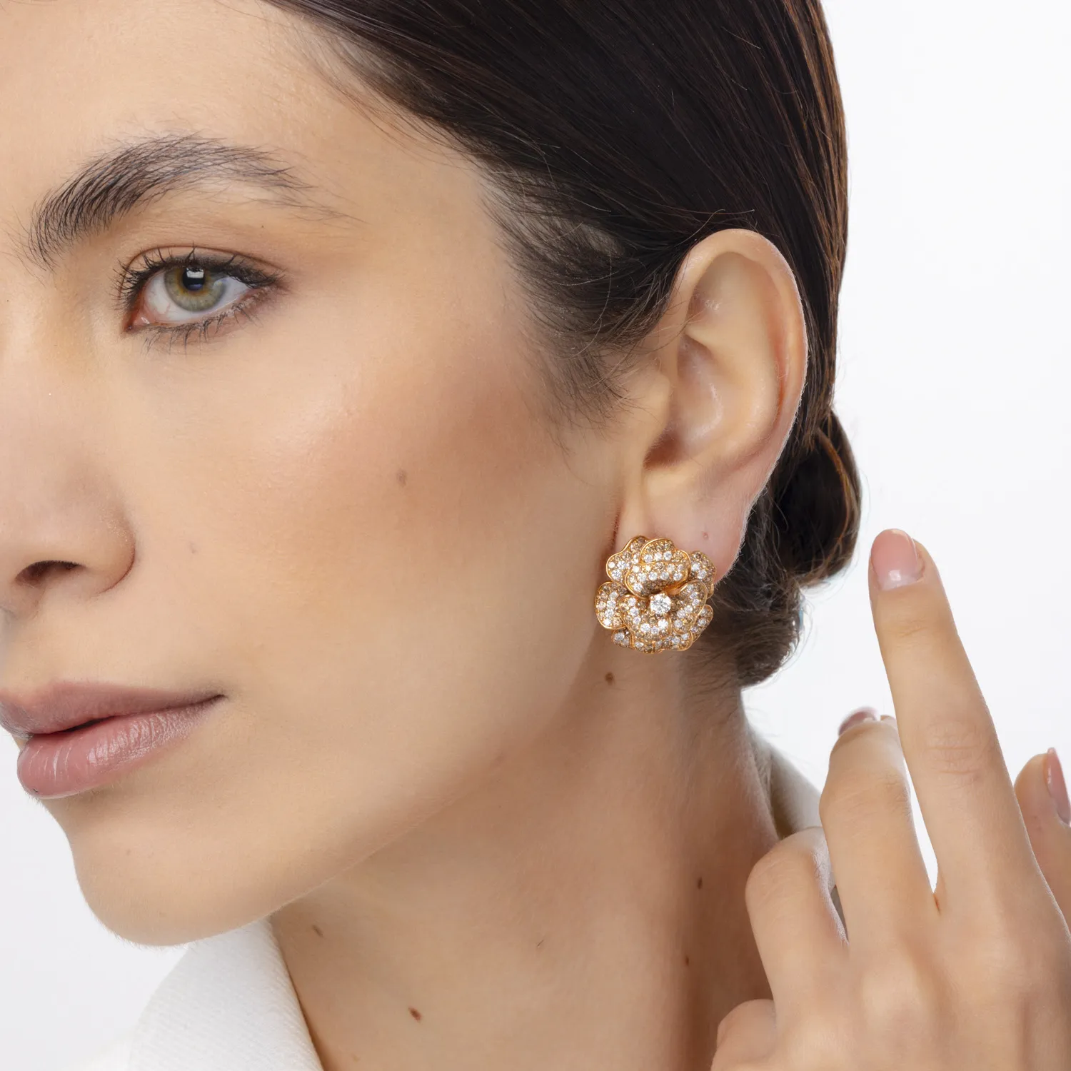 18K fehér rózsa arany fülbevaló 8.56ct gyémántokkal
