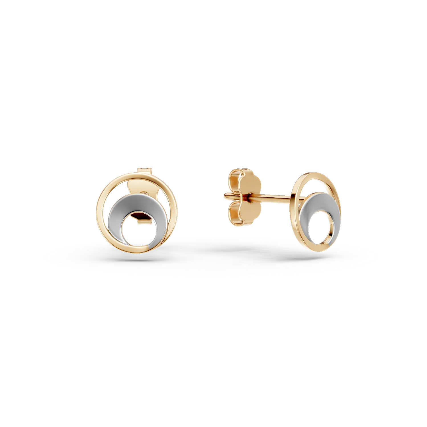 14K white-yellow gold earrings