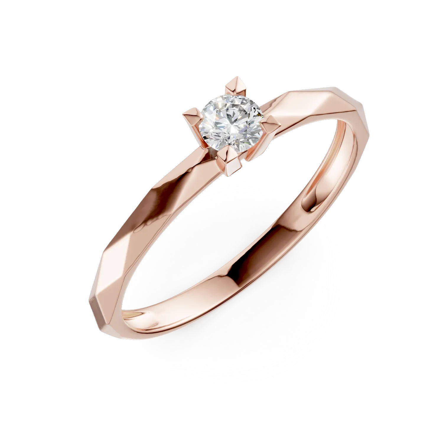 Inel de logodna din aur roz de 14K-127281