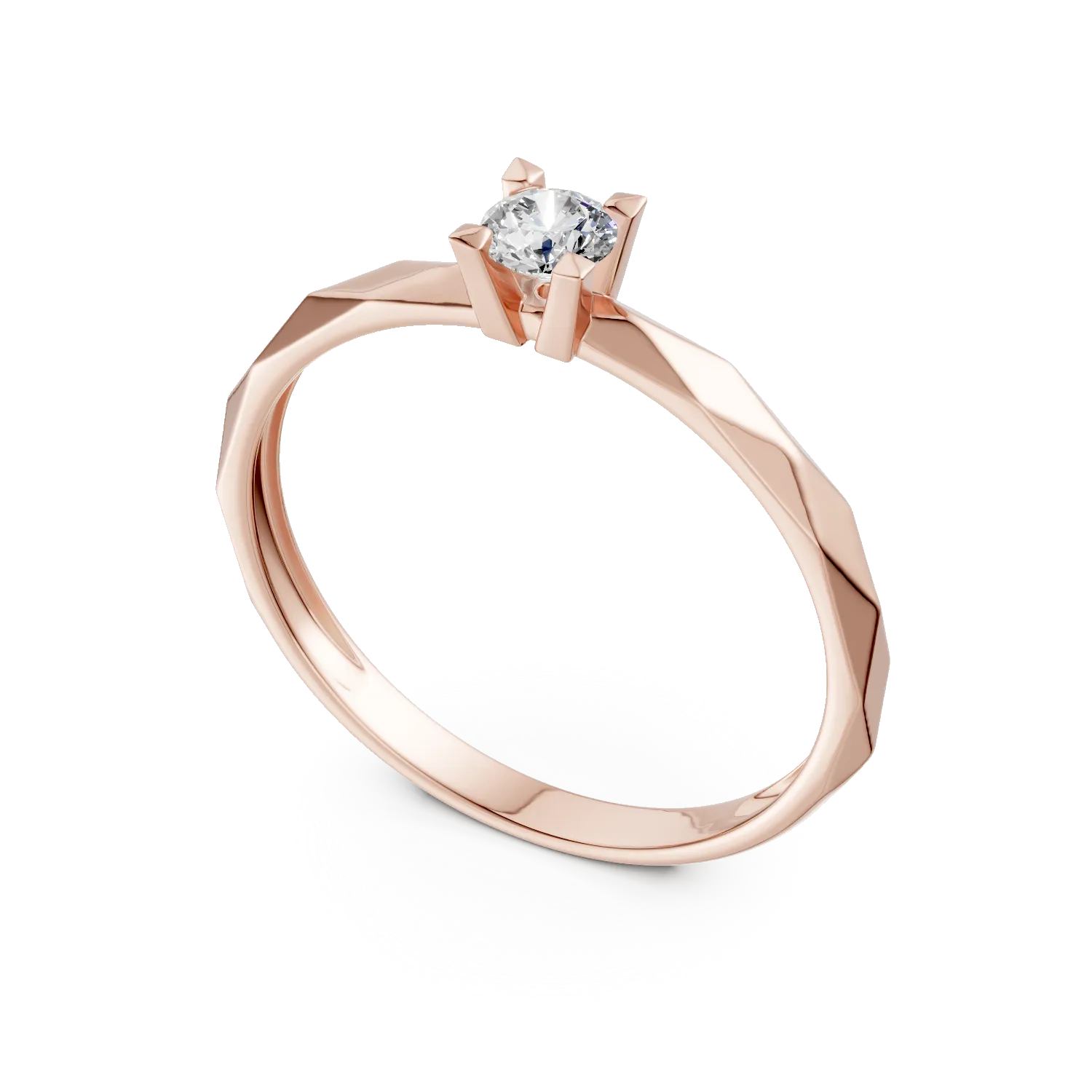 Inel de logodna din aur roz de 14K
