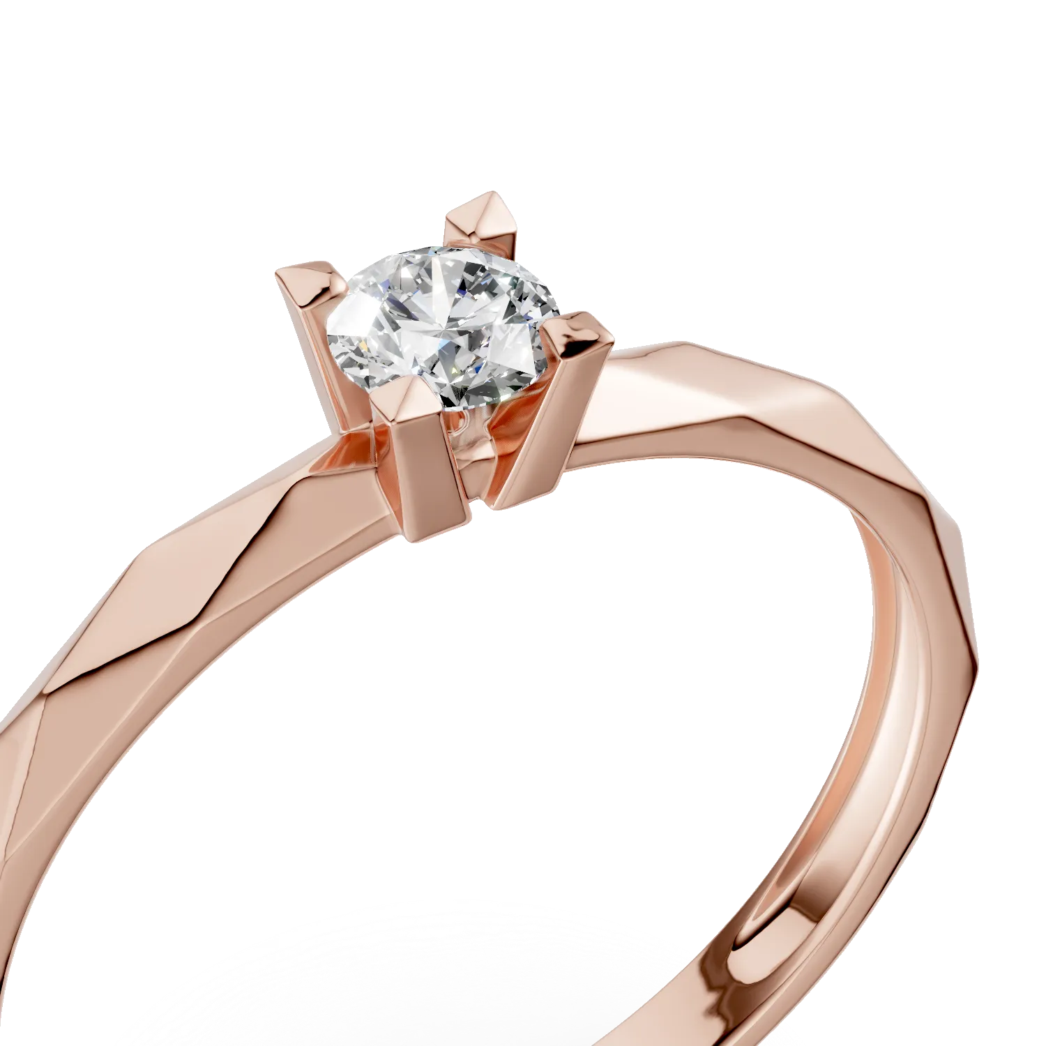 Inel de logodna din aur roz de 14K