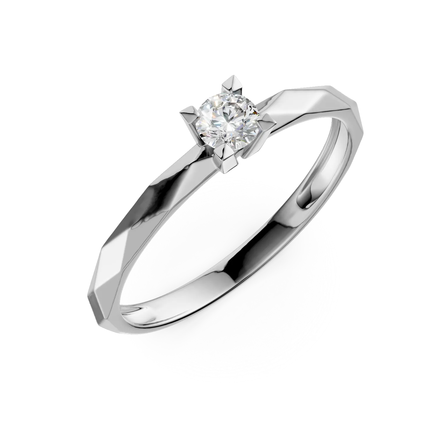 Inel de logodna din aur alb cu zirconia solitaire
