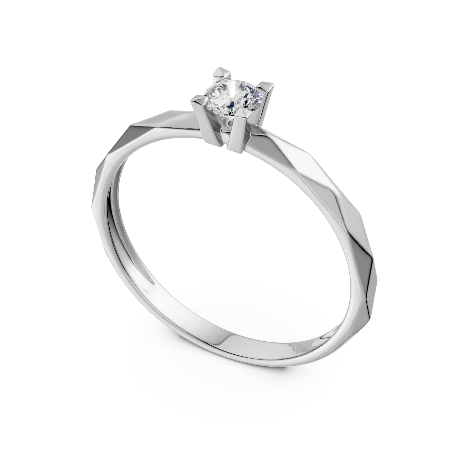 Inel de logodna din aur alb cu zirconia solitaire
