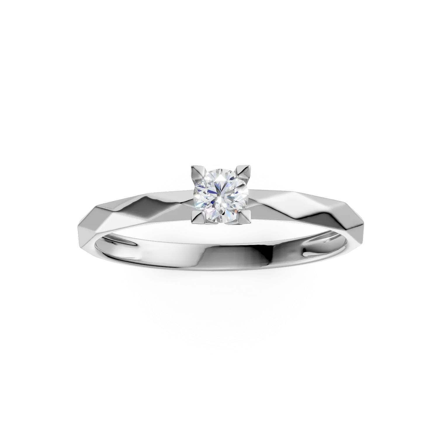 Inel de logodna din aur alb cu zirconia solitaire