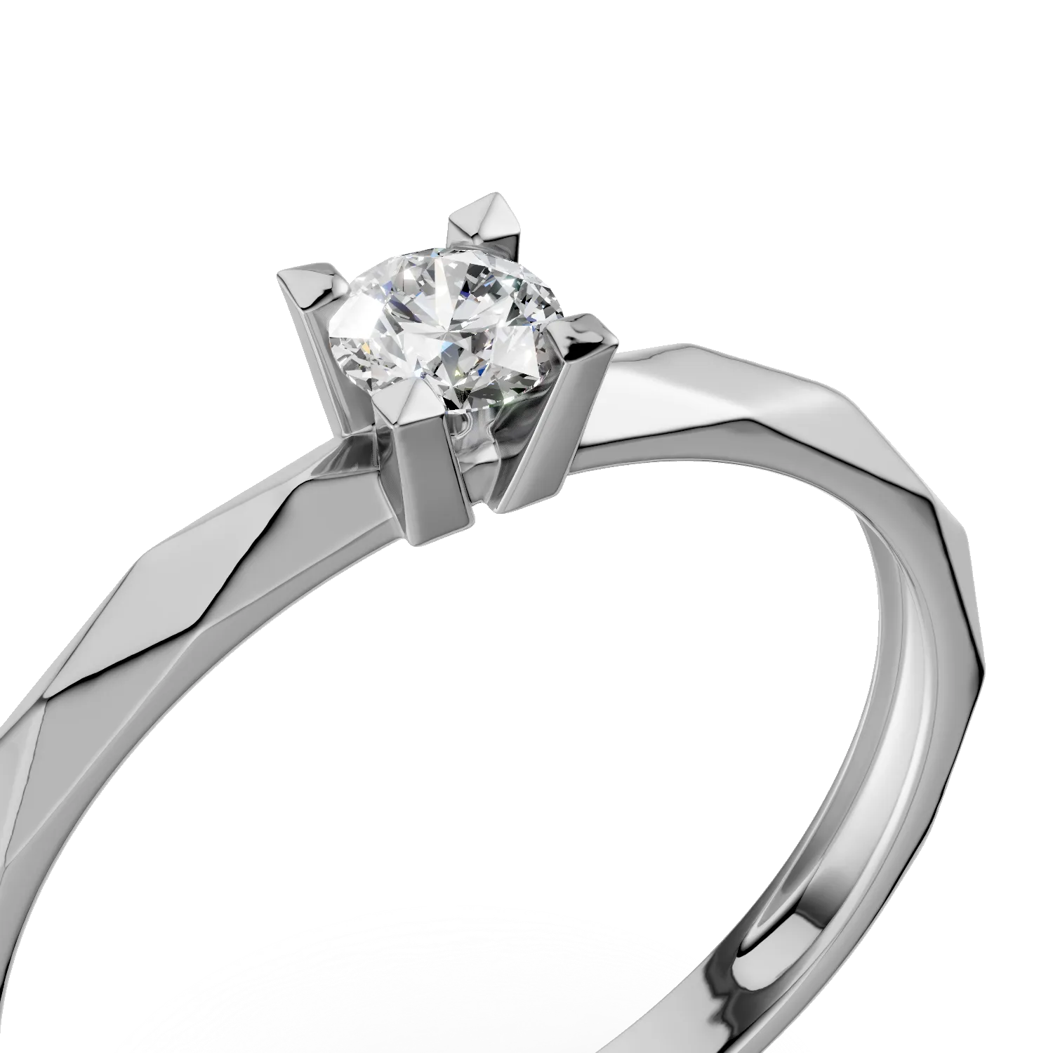Inel de logodna din aur alb cu zirconia solitaire