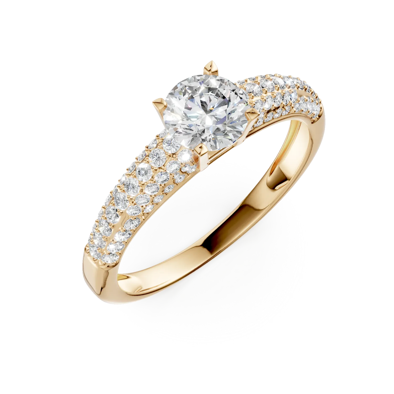 Yellow gold engagement ring with zirconia