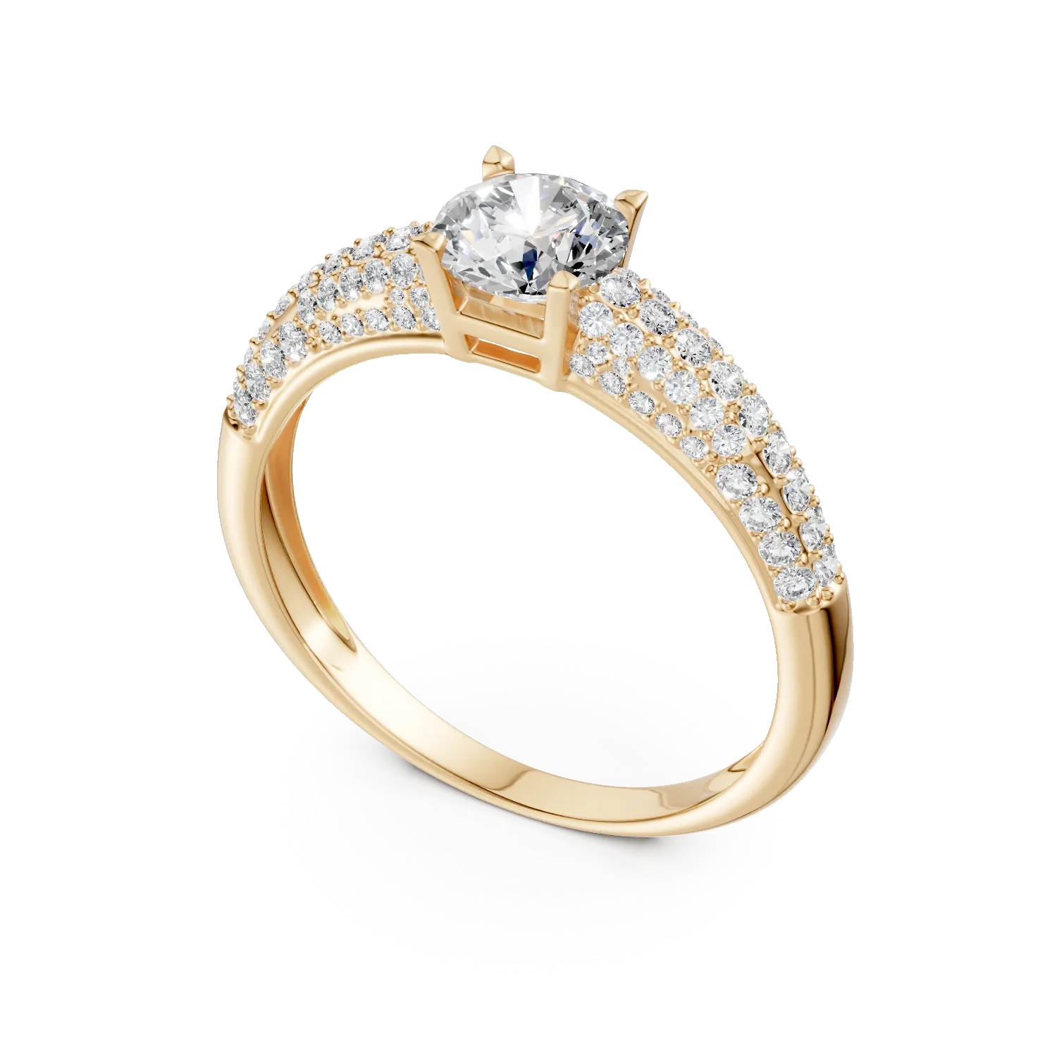 Yellow gold engagement ring with zirconia