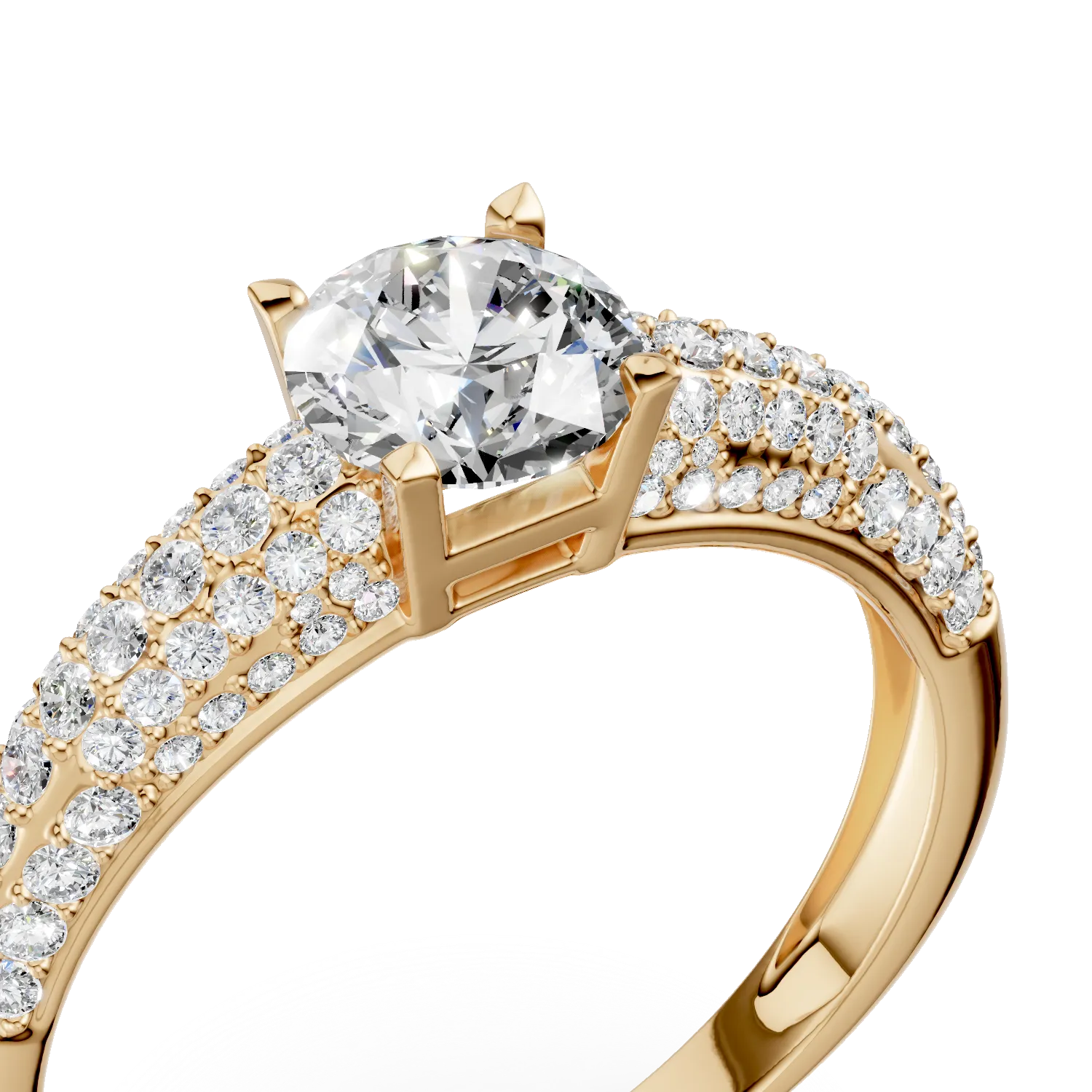 Yellow gold engagement ring with zirconia