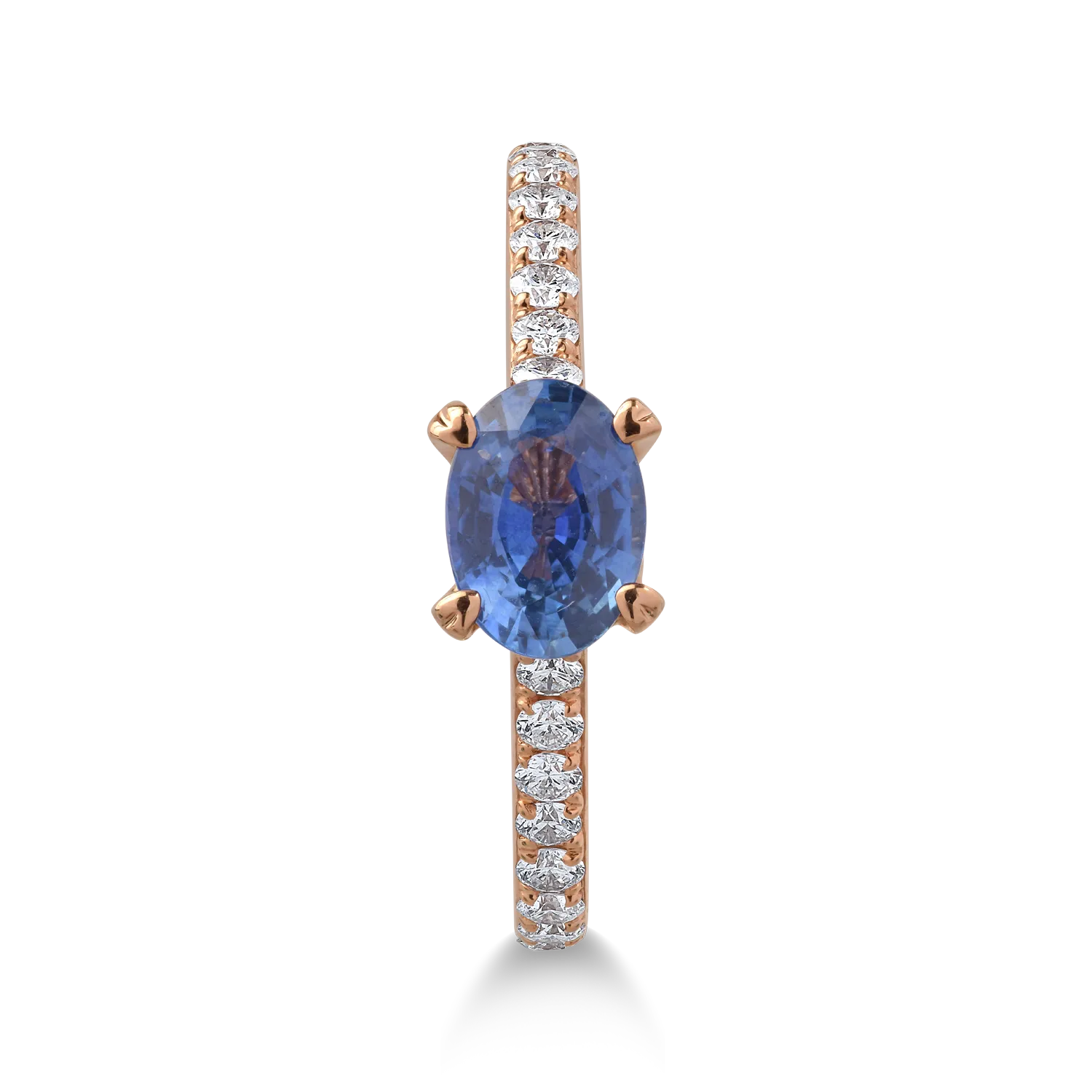 18K rose gold ring with 0.95ct sapphire and 0.38ct diamonds
