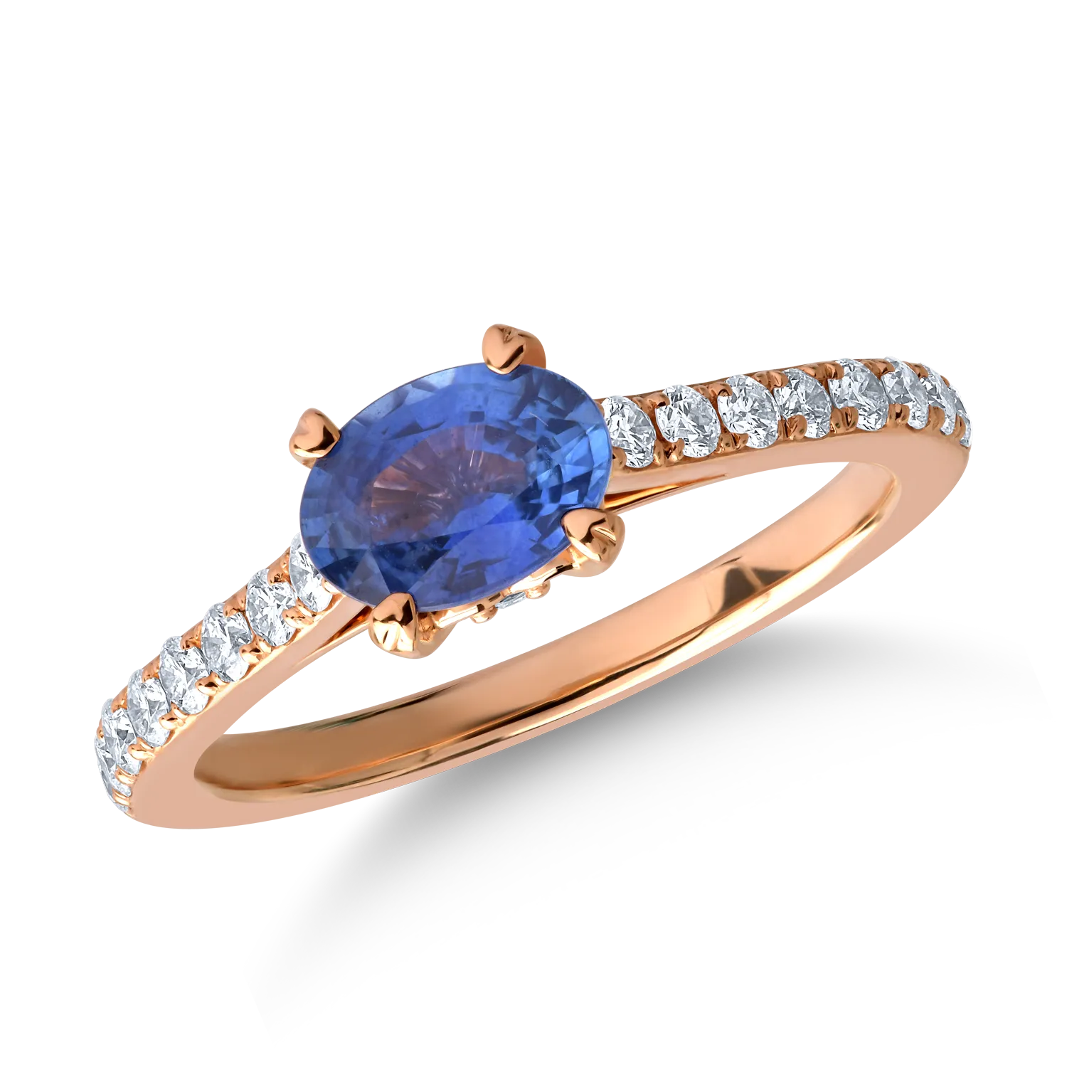 Пръстен от розово злато 18K с 0.95ct сапфир и 0.38ct диаманти-127336