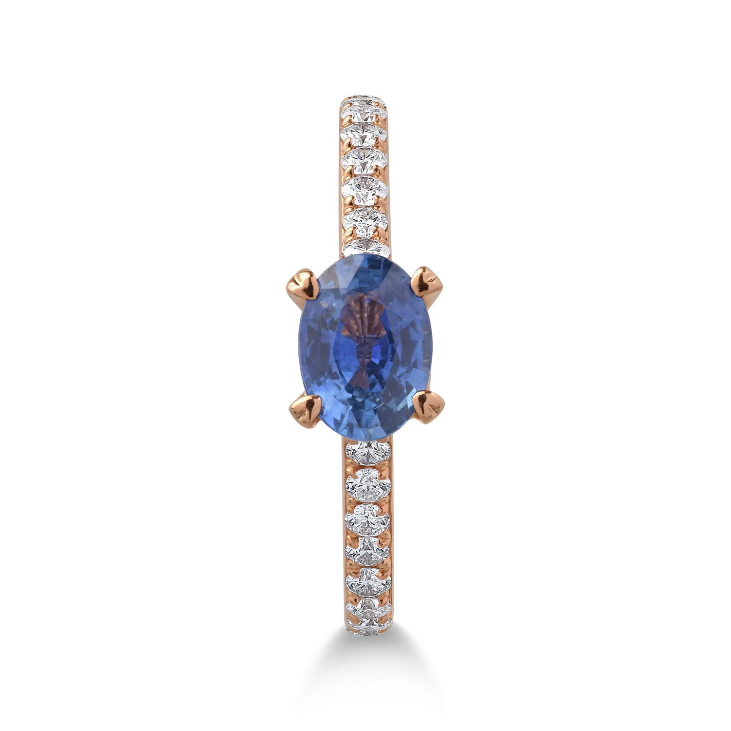 Пръстен от розово злато 18K с 0.95ct сапфир и 0.38ct диаманти