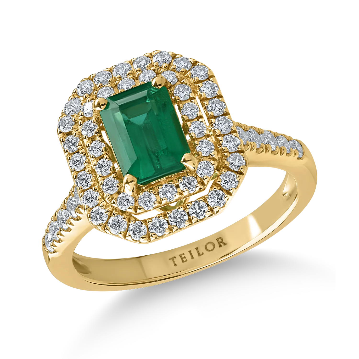 Inel din aur galben cu smarald de 1.09ct si diamante de 0.59ct-127339