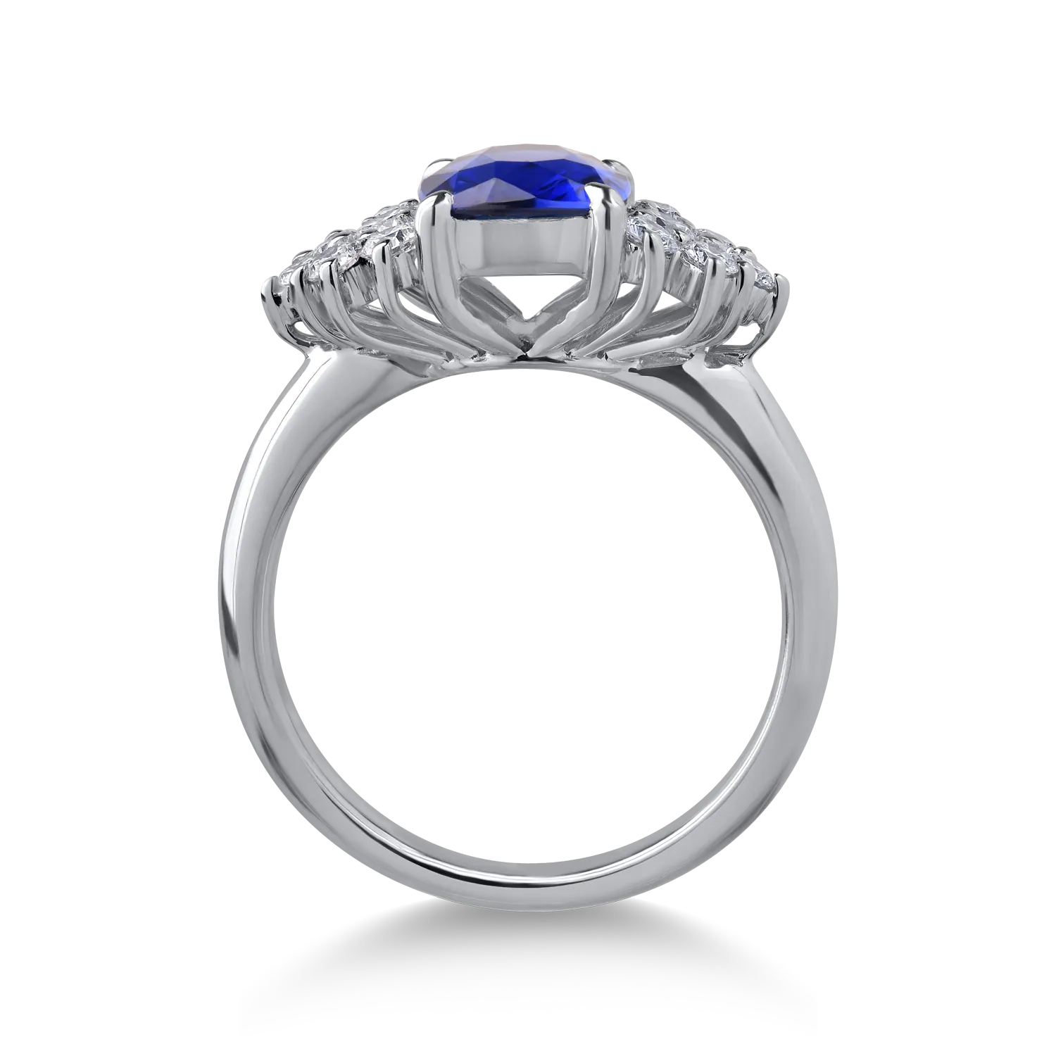 18K white gold ring with 2.03ct sapphire and 0.45ct diamonds