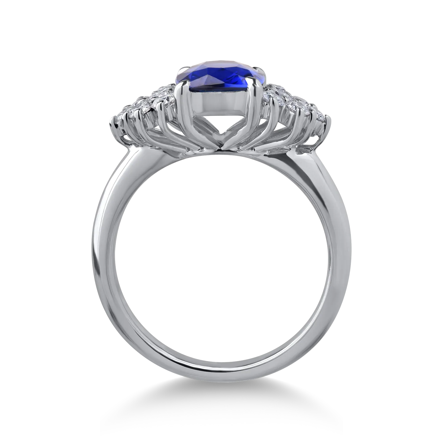 Inel din aur alb cu safir cushion de 2.03ct si diamante de 0.45ct