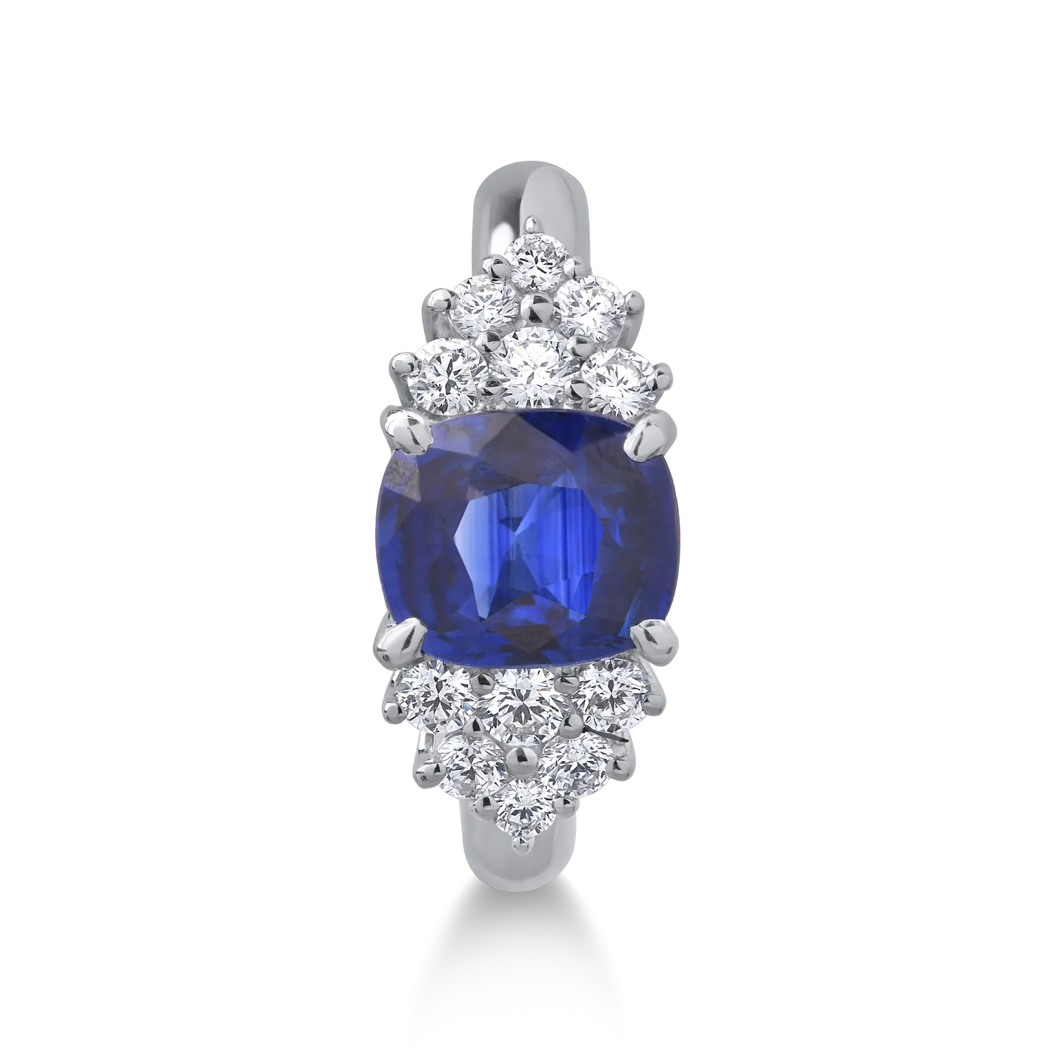 Inel din aur alb cu safir cushion de 2.03ct si diamante de 0.45ct