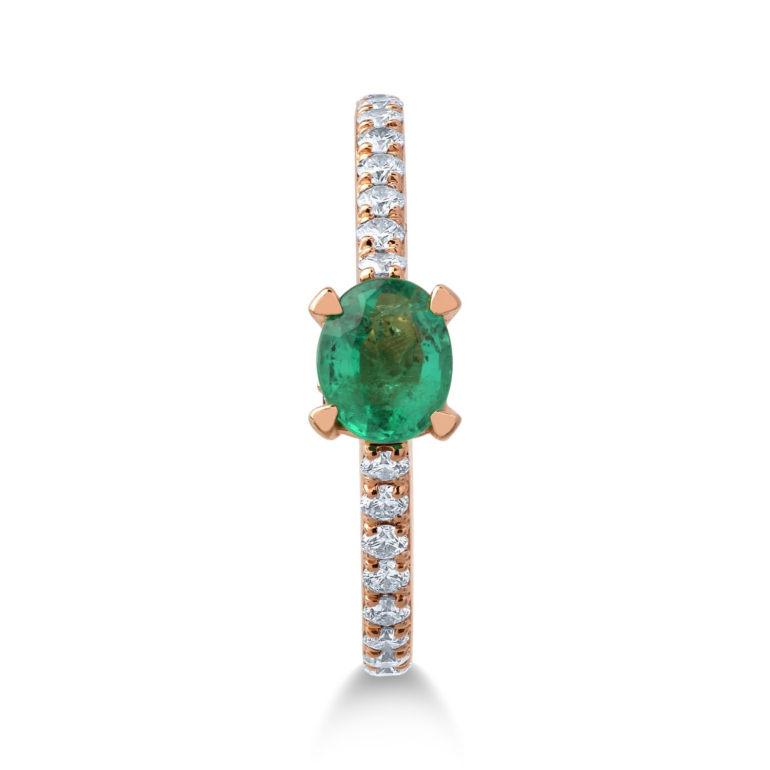 18K rose gold ring with 0.51ct emerald and 0.38ct diamonds