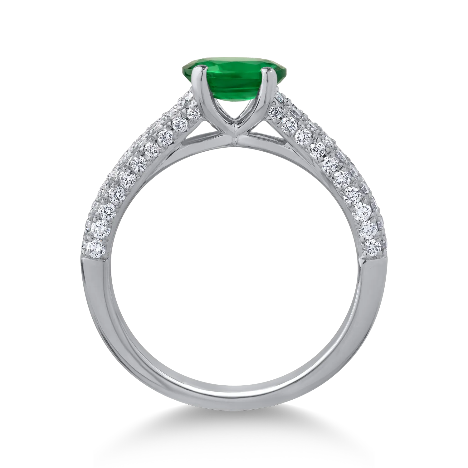 18K white gold ring with 0.7ct emerald and 0.62ct diamonds