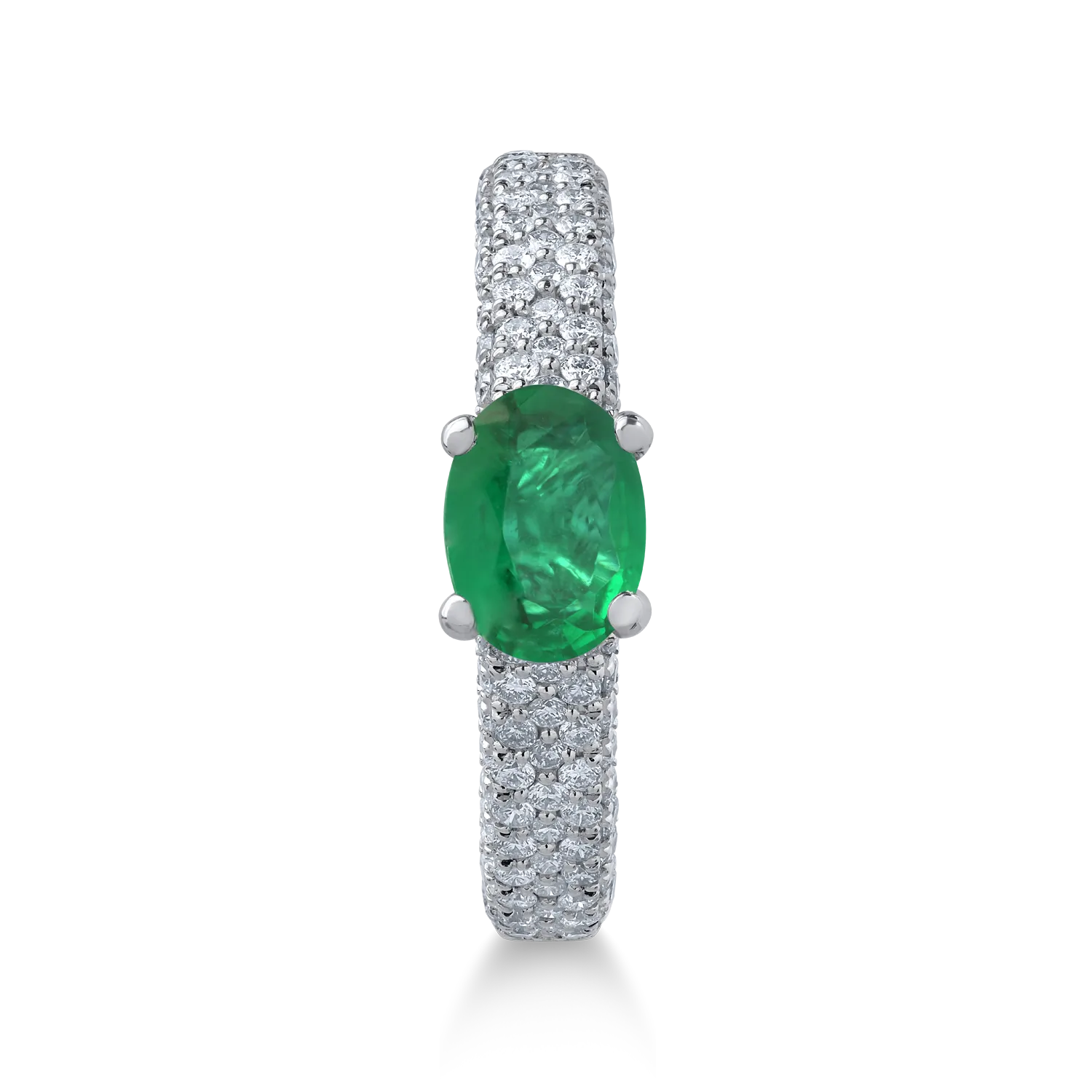 18K white gold ring with 0.7ct emerald and 0.62ct diamonds