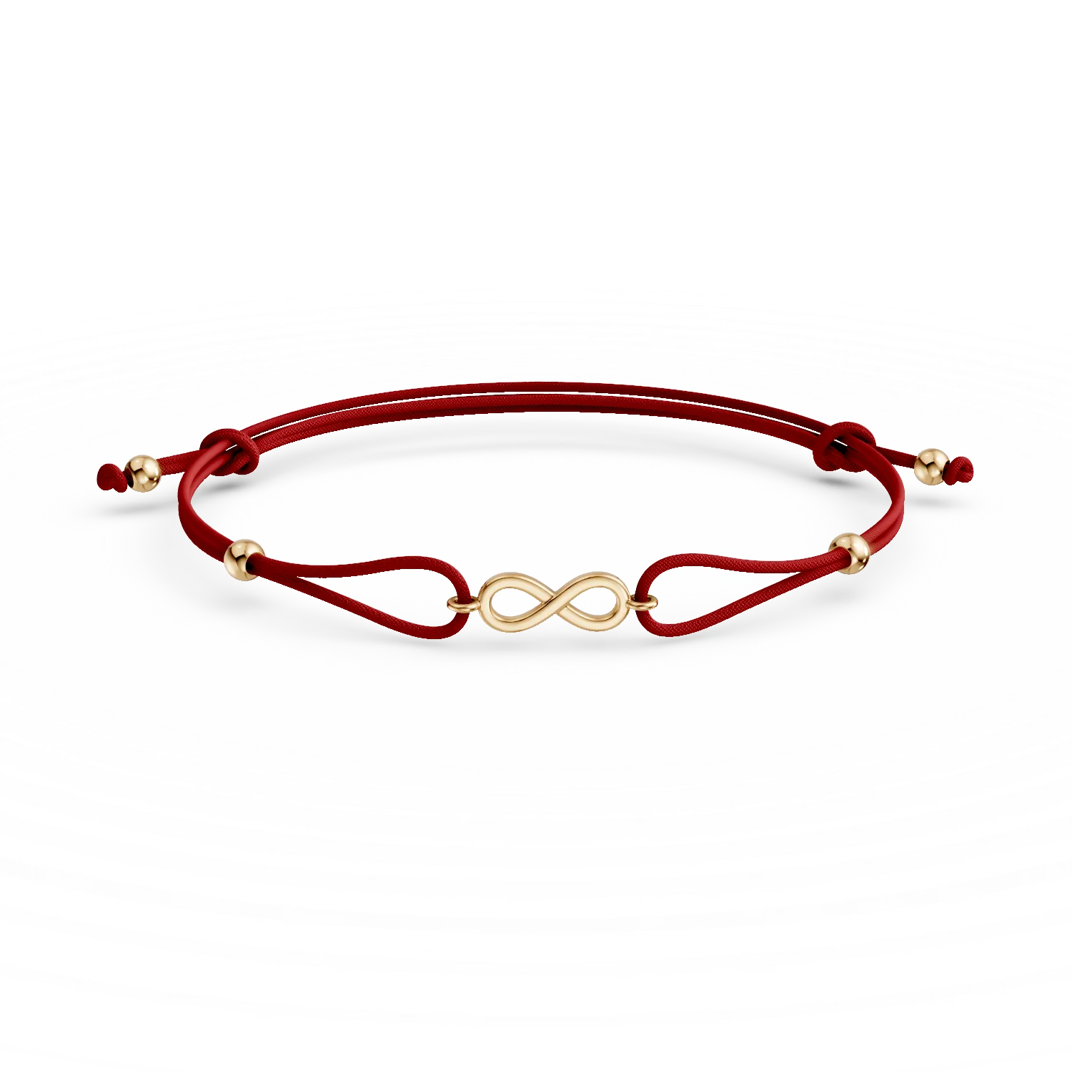 Bratara cu snur si charm infinit din aur galben de 14K