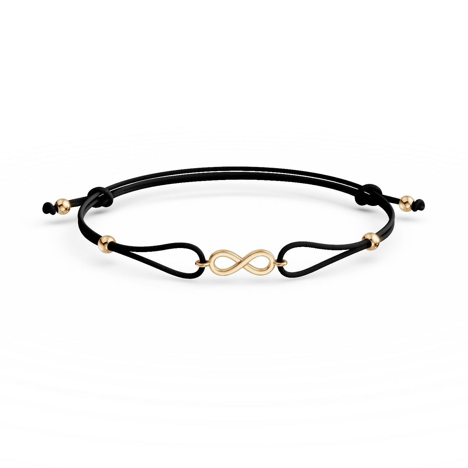 Bratara cu snur si charm infinit din aur galben de 14K-127429