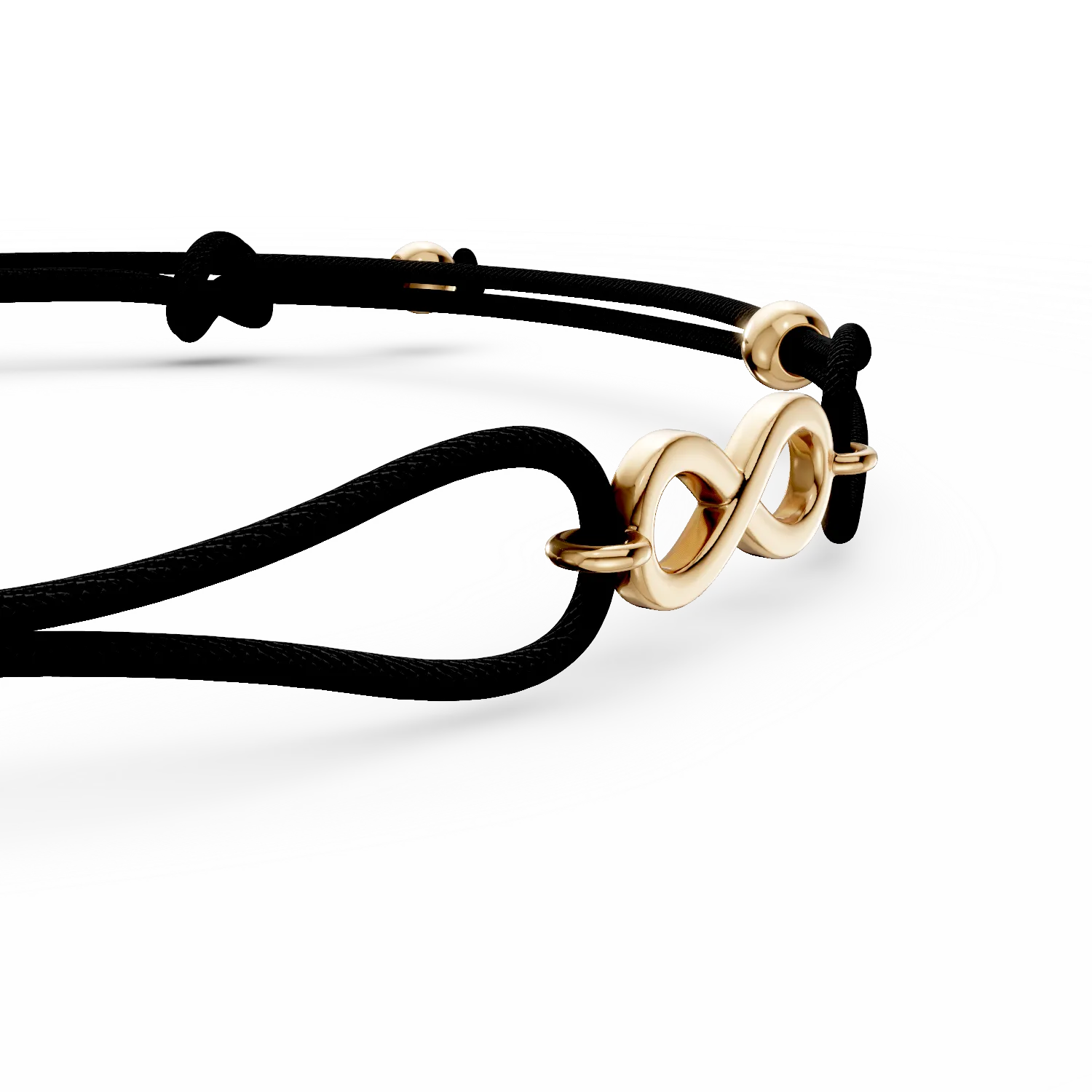 Cord bracelet with 14K yellow gold infinity charm