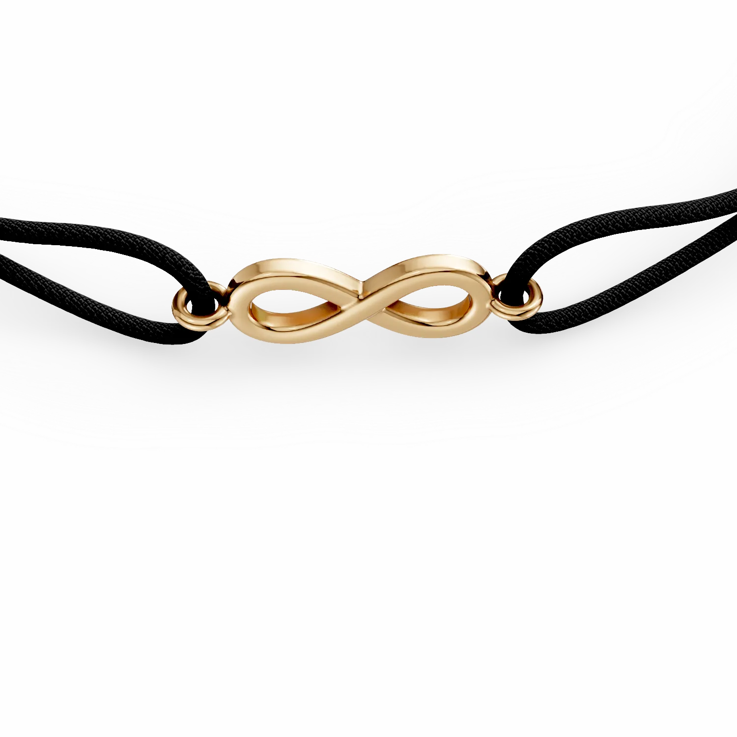 Cord bracelet with 14K yellow gold infinity charm