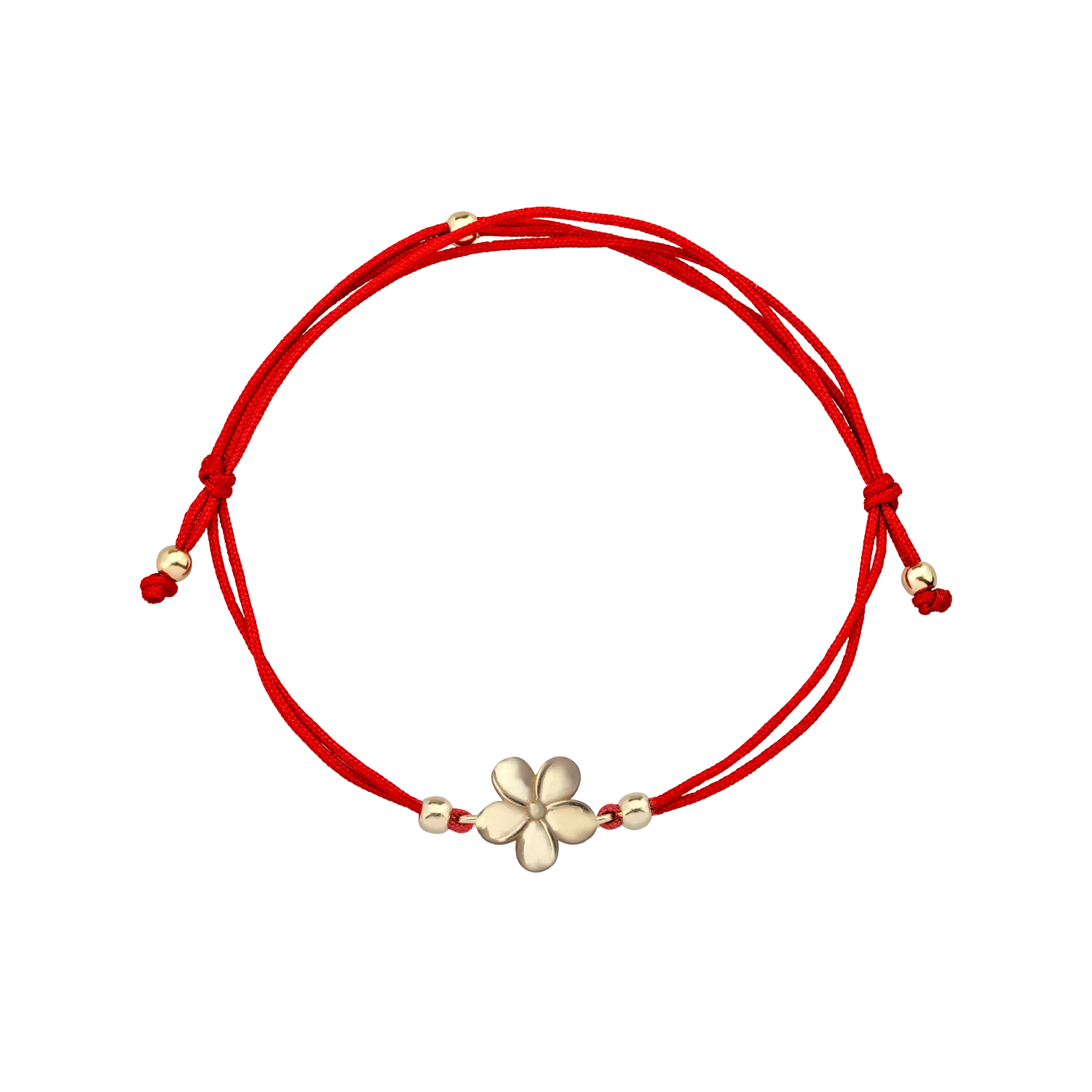 Cord bracelet with 14K yellow gold flower charm-127432