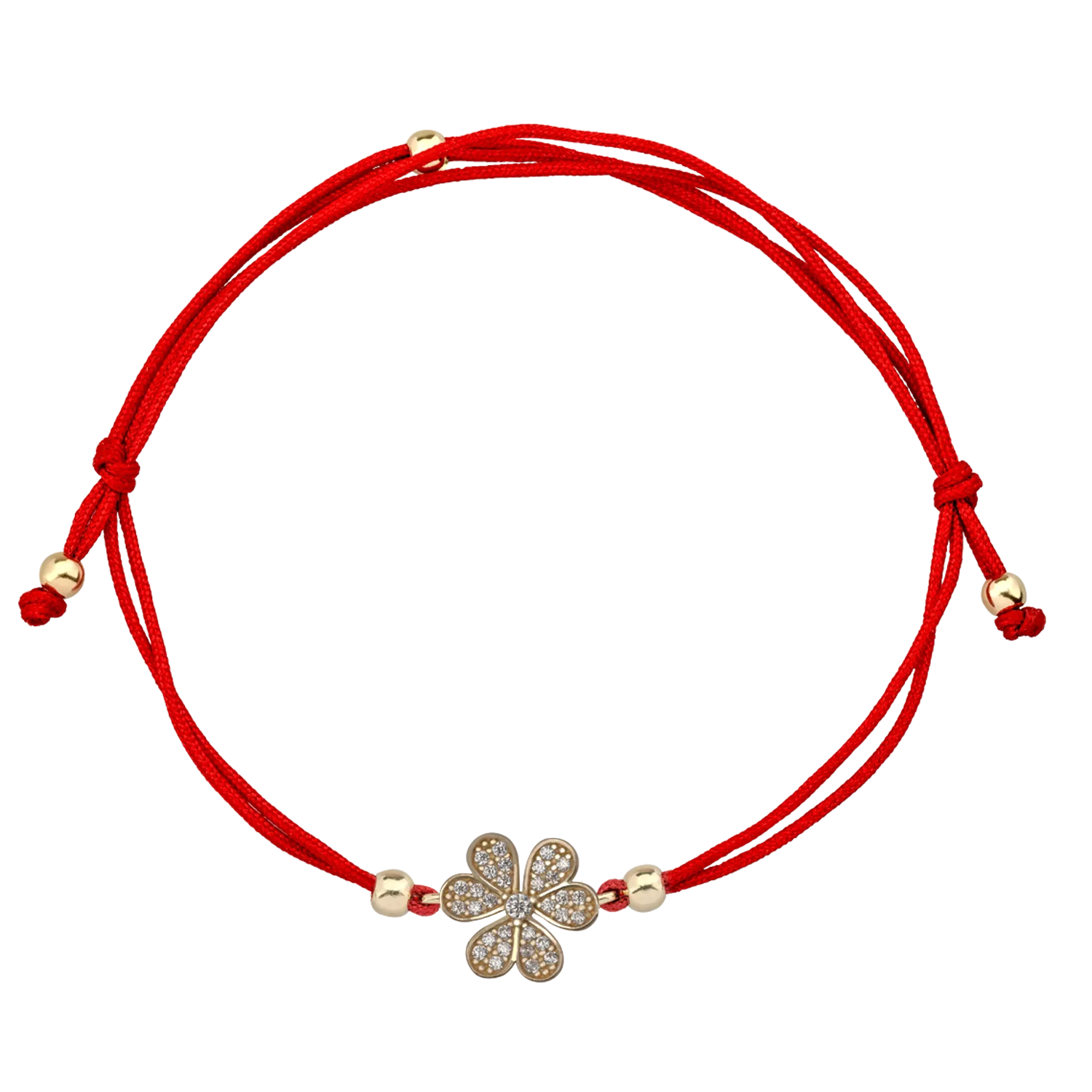 Bratara cu snur si charm floare din aur galben