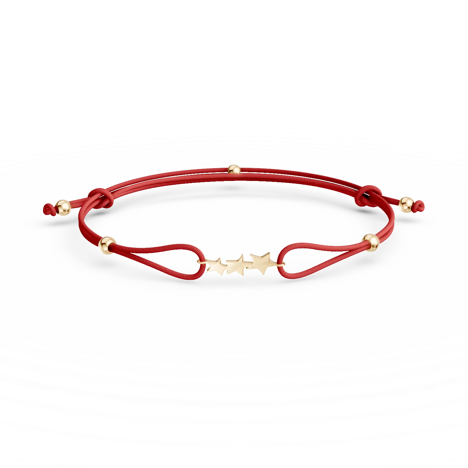Cord bracelet with 14K yellow gold stars charm-127439