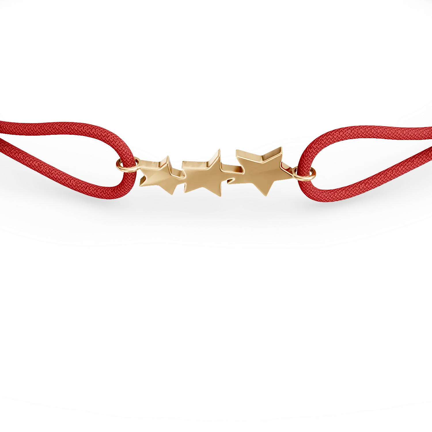 Bratara cu snur si charm stelute din aur galben de 14K
