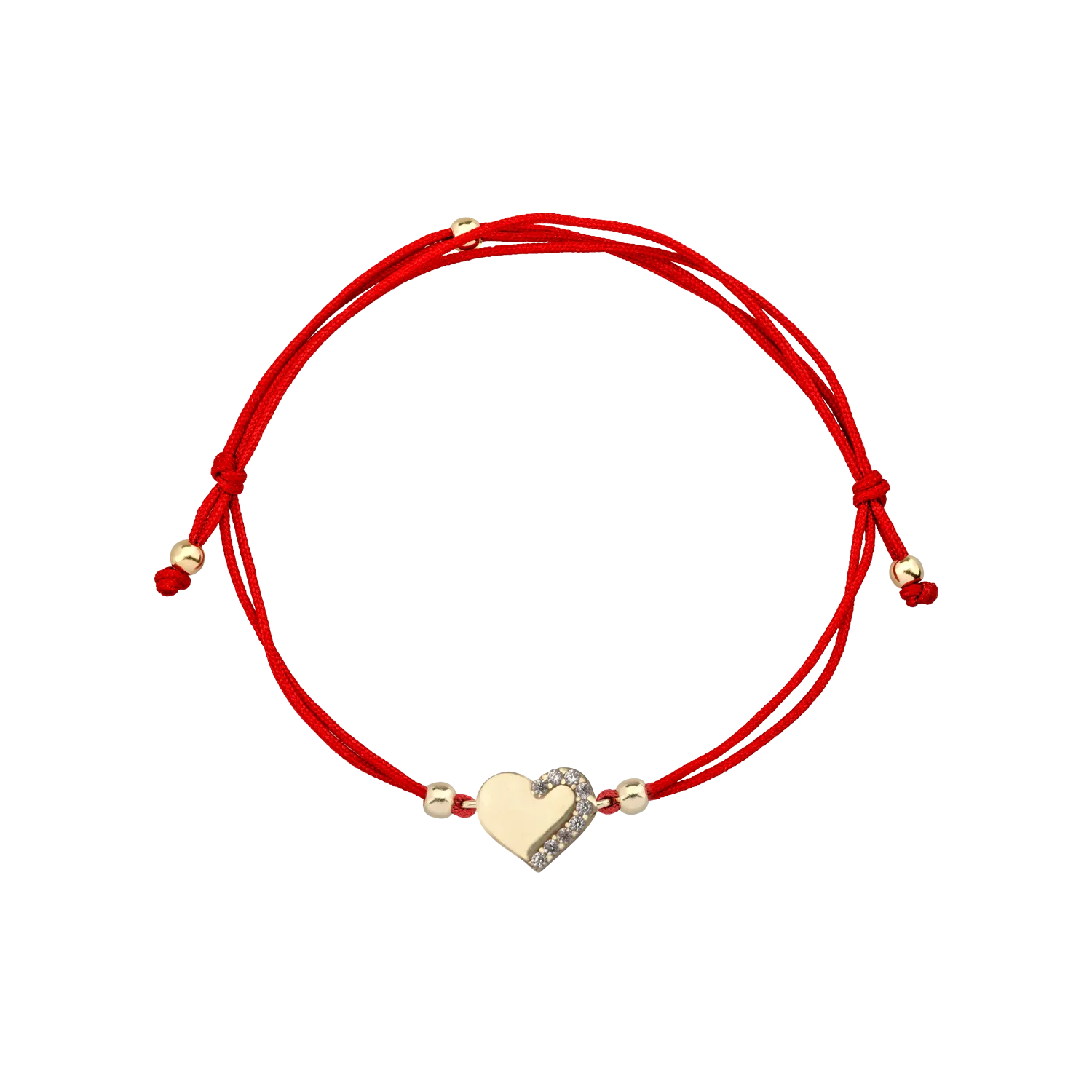 Cord bracelet with 14K yellow gold heart charm-127440
