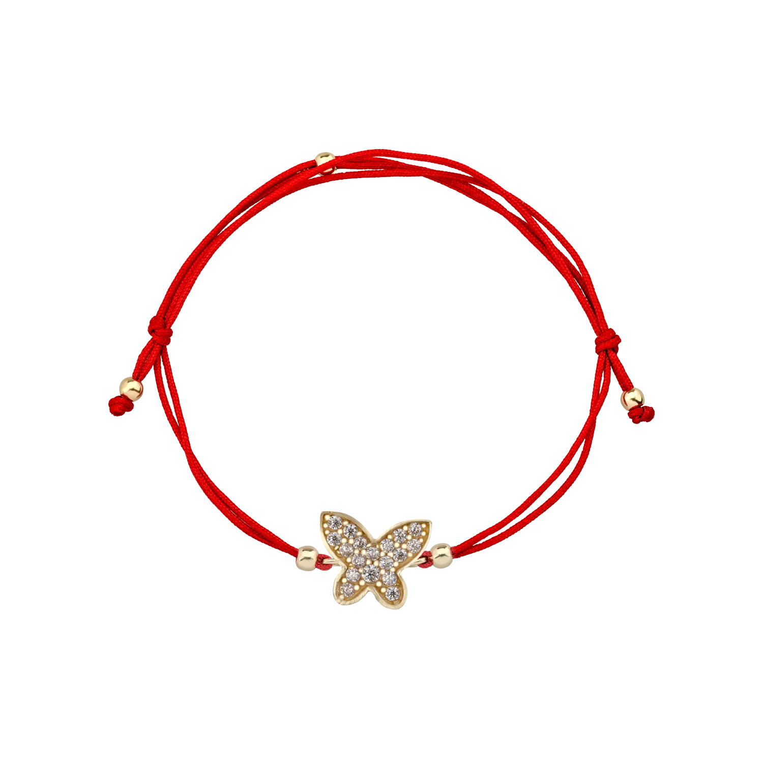 Cord bracelet with 14K yellow gold butterfly charm-127441