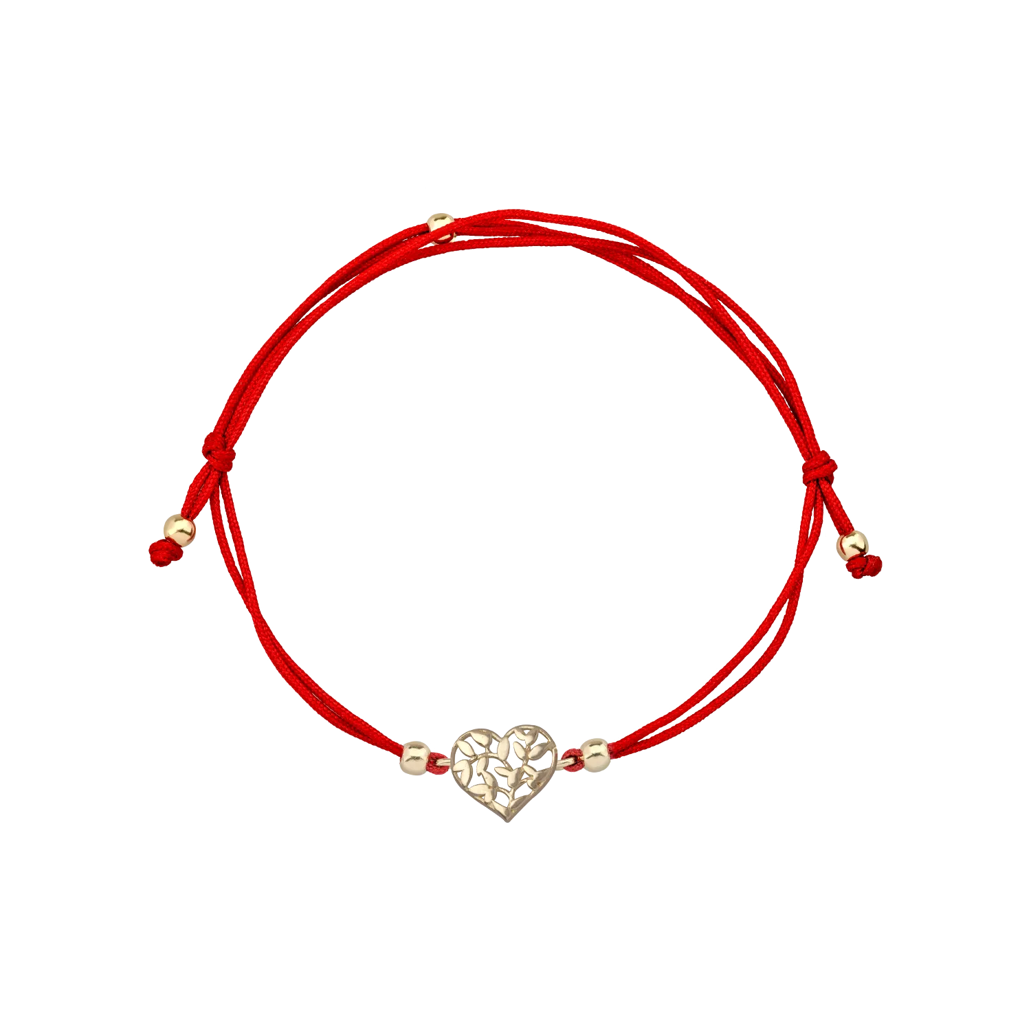 Cord bracelet with 14K yellow gold heart charm