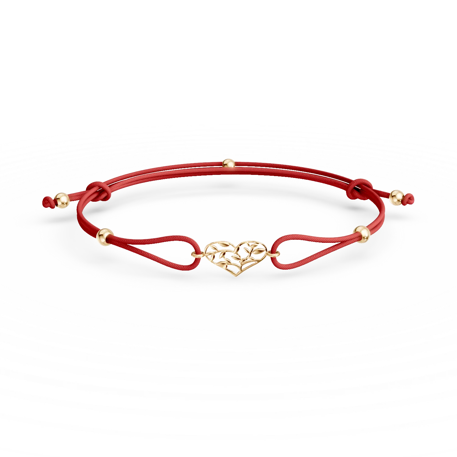 Cord bracelet with 14K yellow gold heart charm-127442
