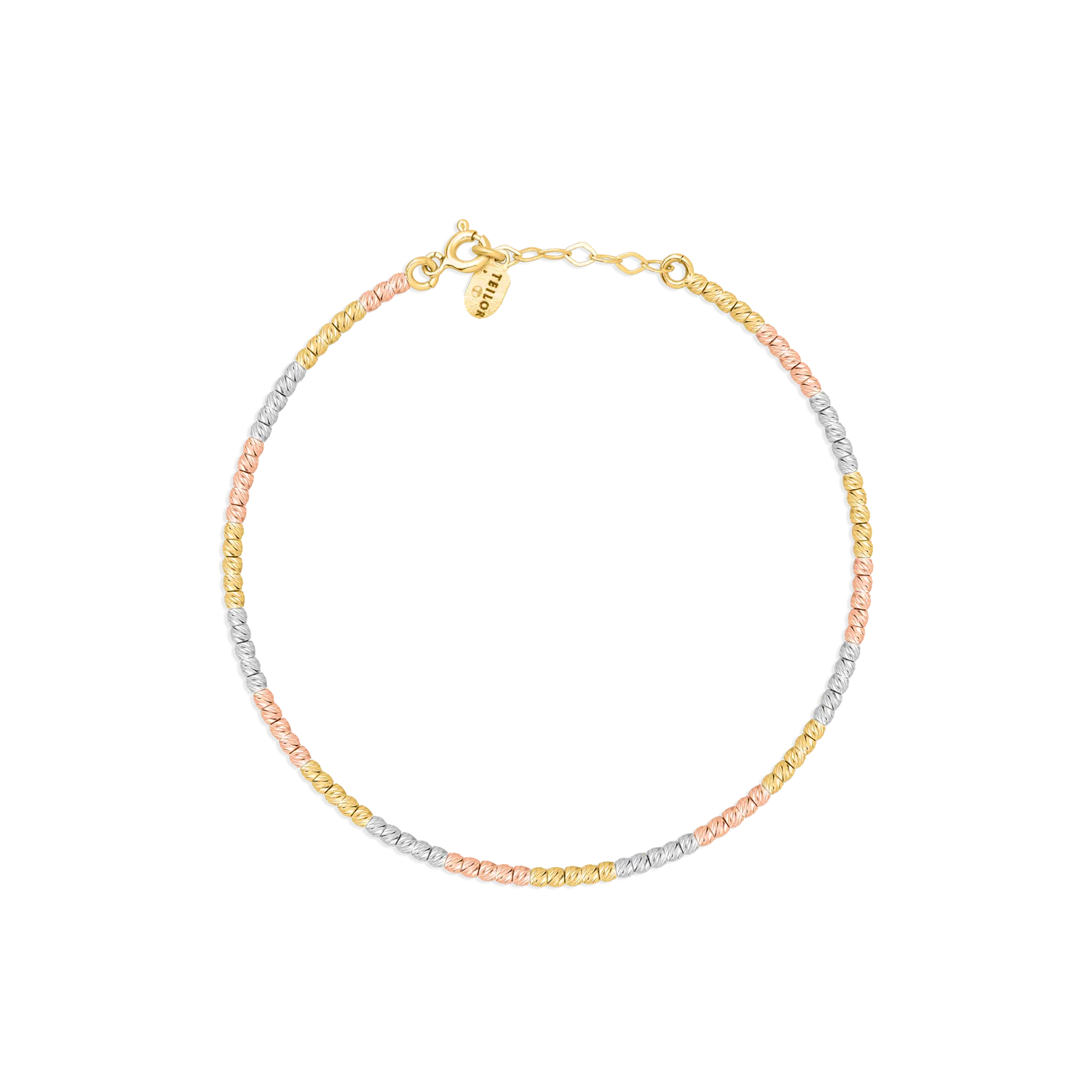 14K white-rose-yellow gold bracelet