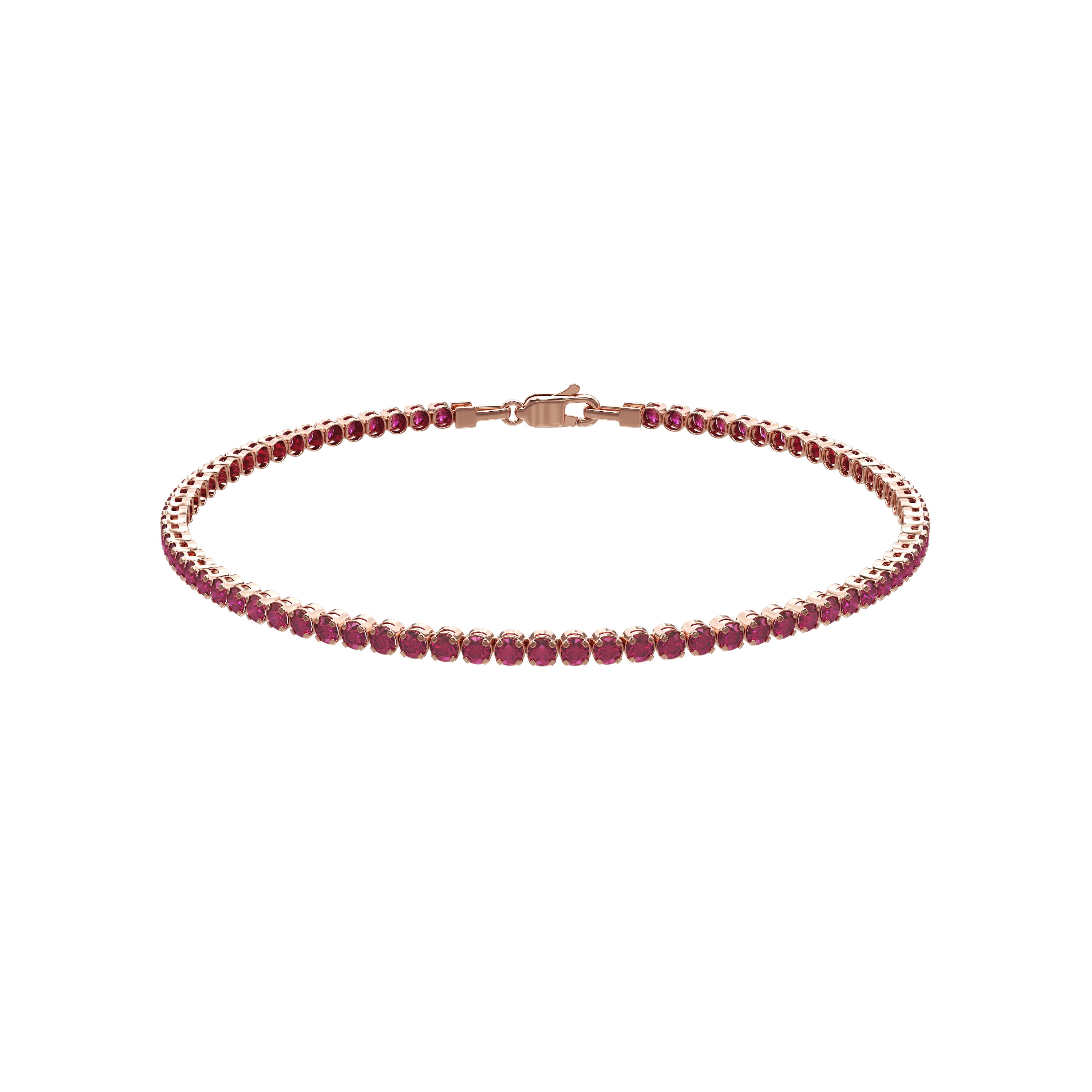 Rose gold tennis bracelet with pink zirconia