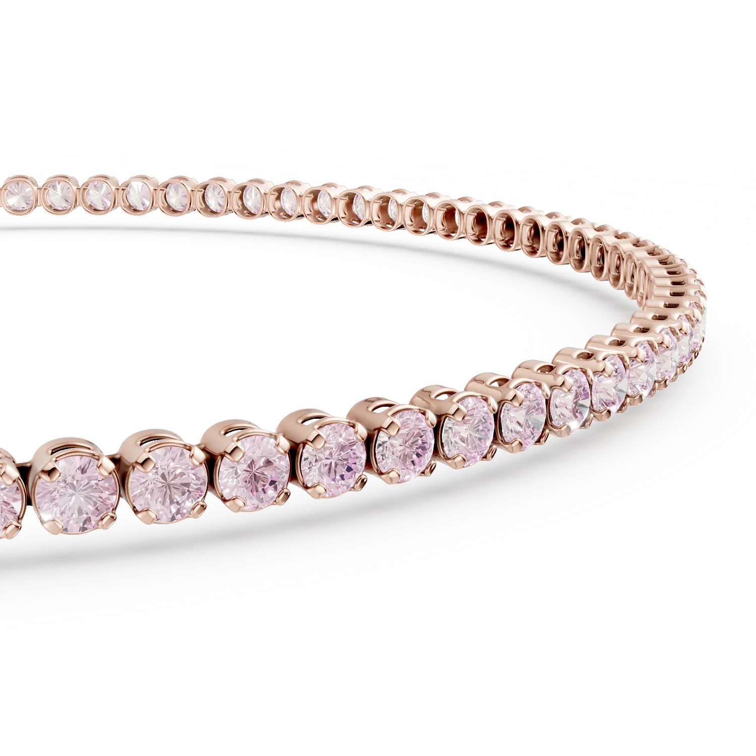 Rose gold tennis bracelet with pink zirconia