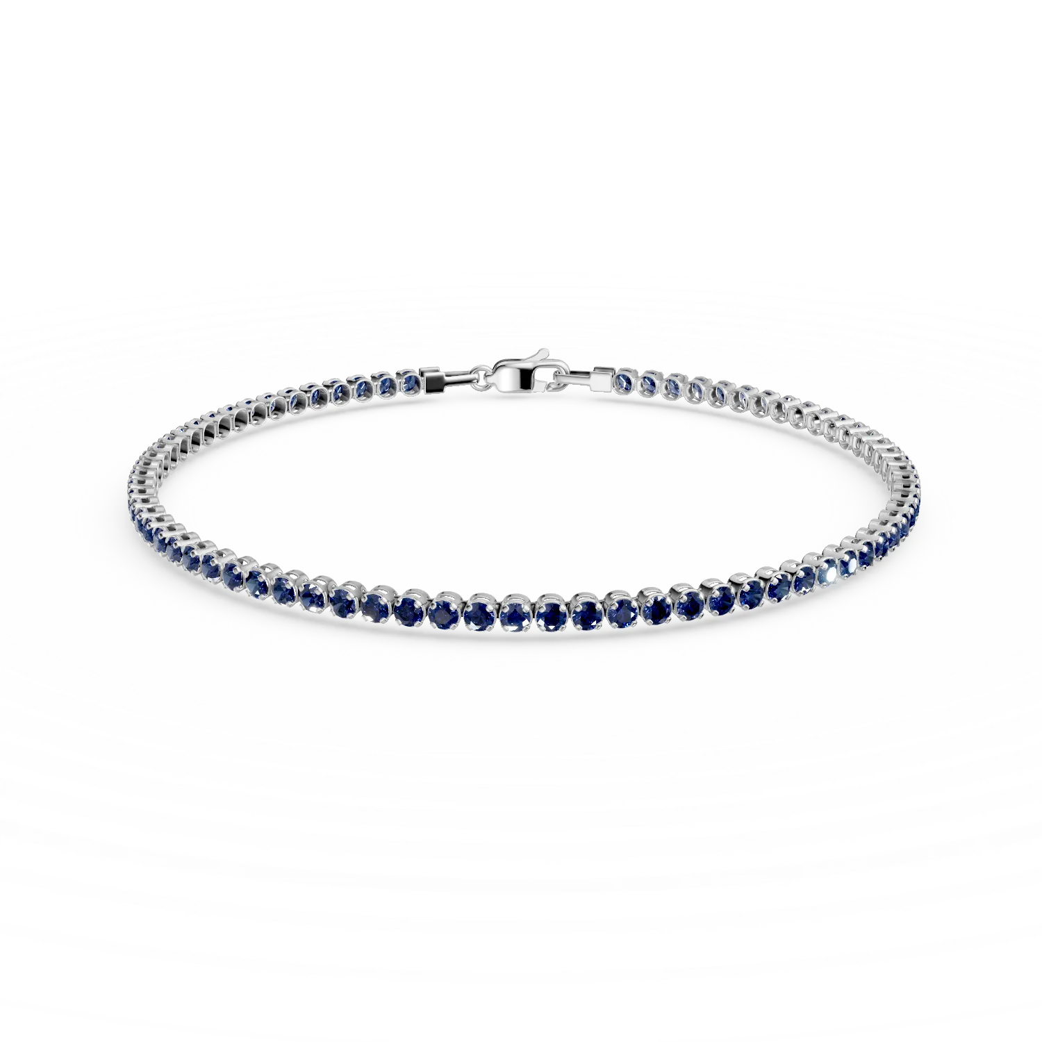 White gold tennis bracelet with blue zirconia