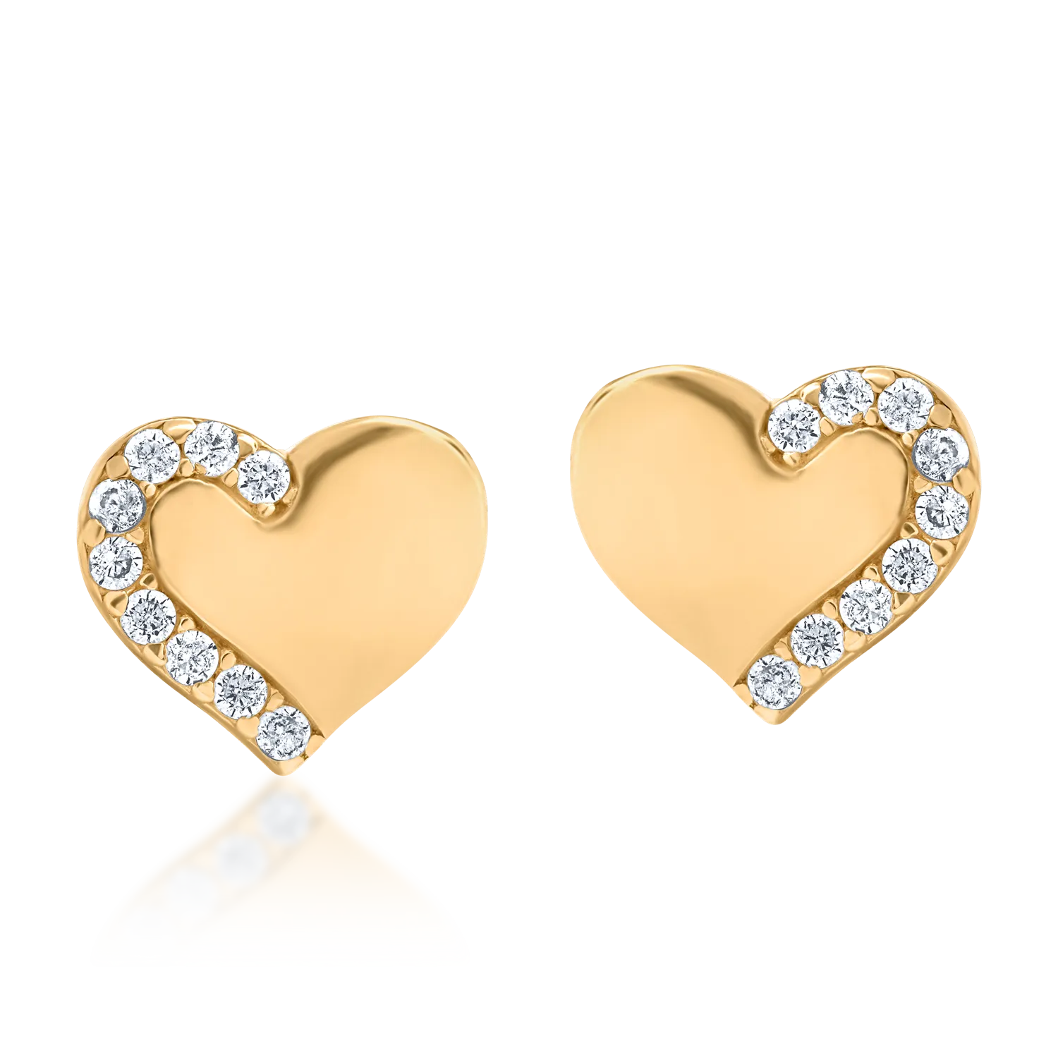 14K yellow gold heart earrings