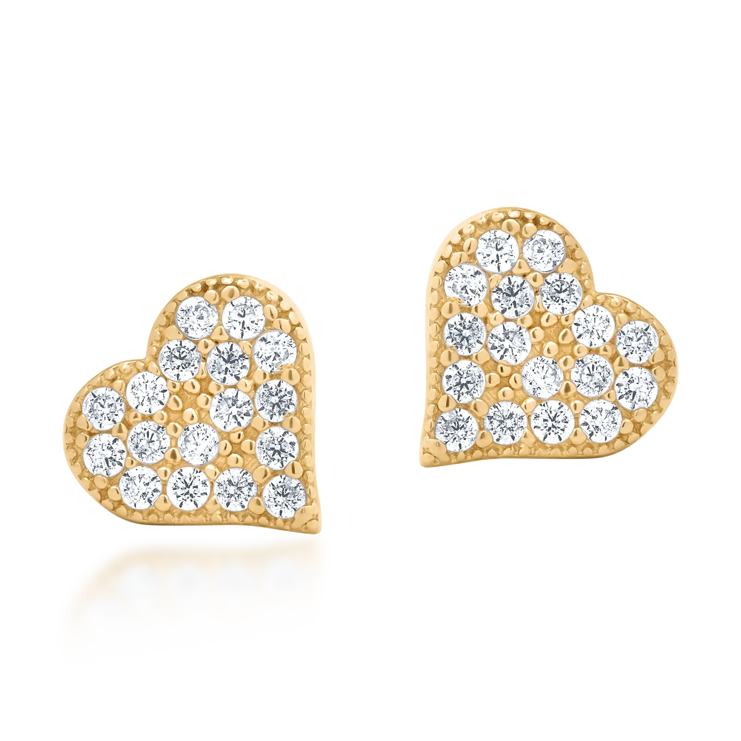 14K yellow gold heart earrings