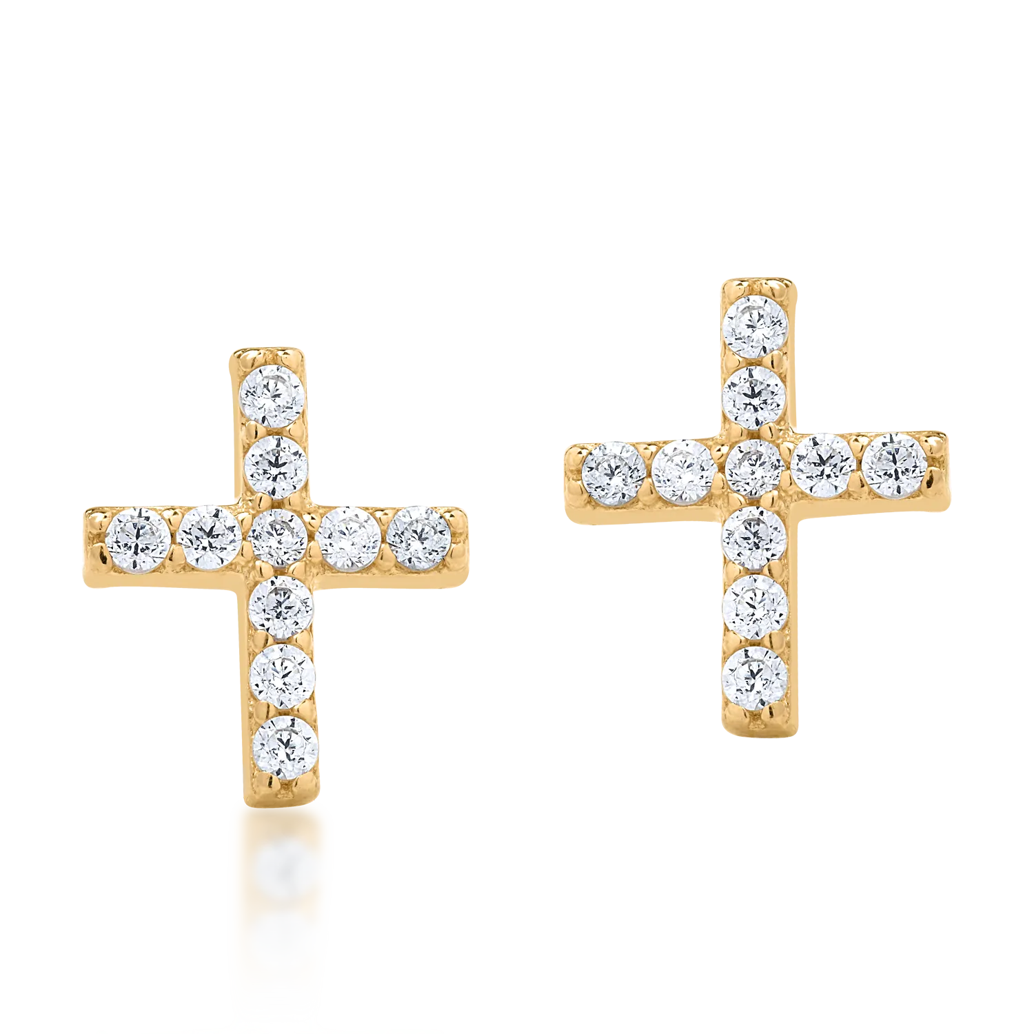 14K yellow gold cross earrings