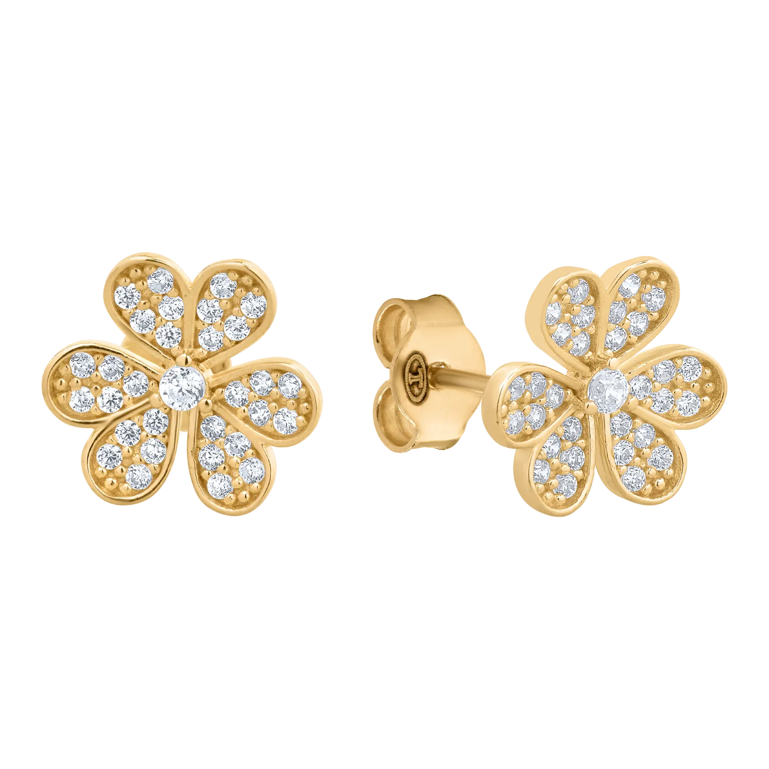 Cercei floare din aur galben de 14K