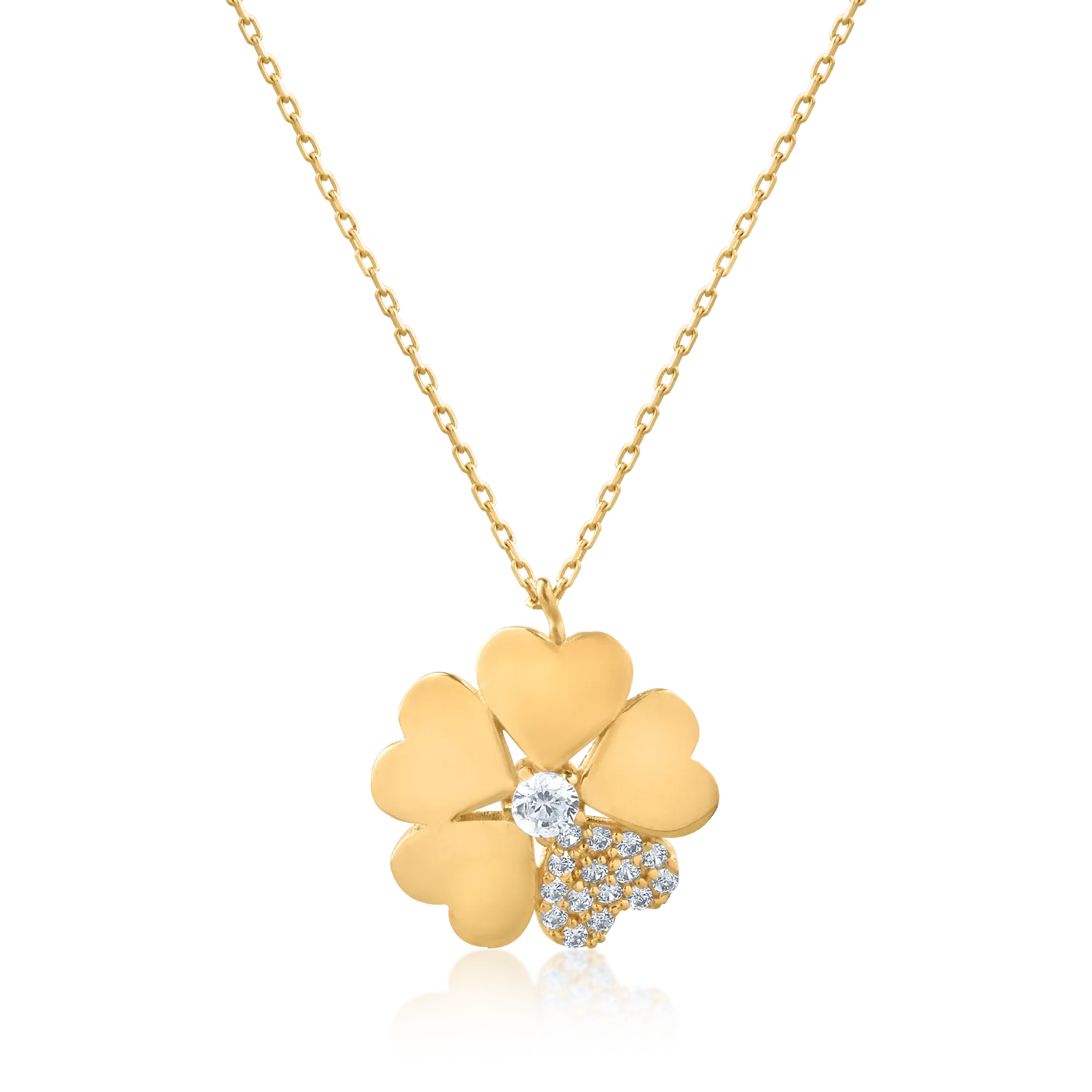 14K sárga arany trefoil függő nyaklánc