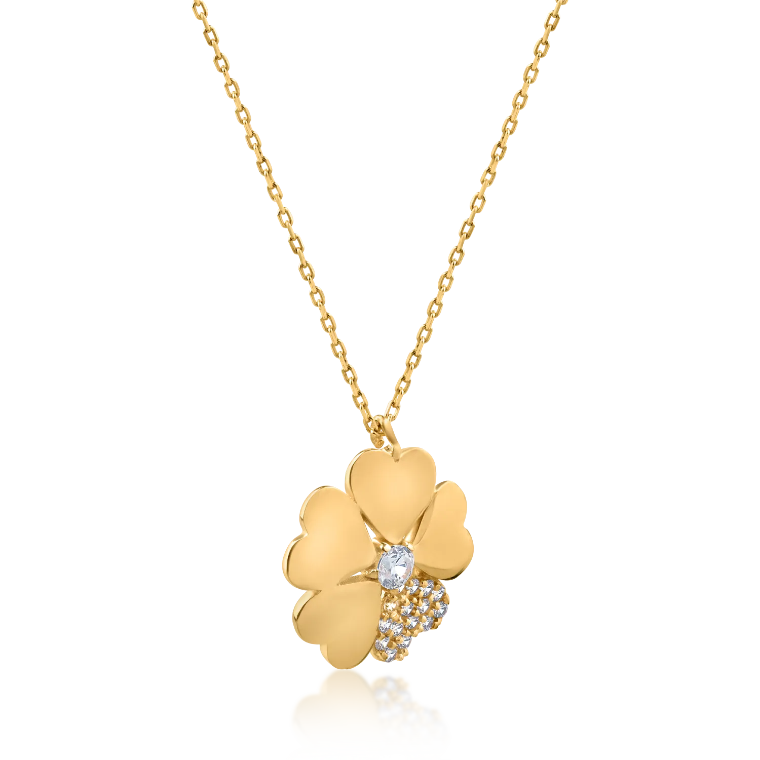 14K sárga arany trefoil függő nyaklánc