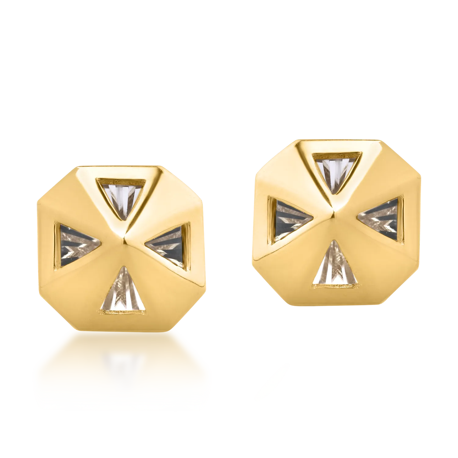 14K white-yellow gold earrings